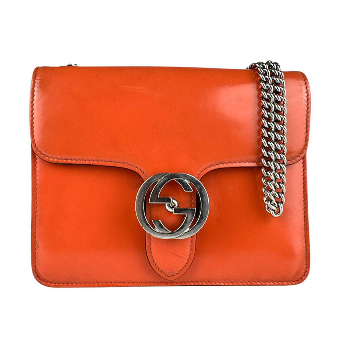 Gucci Orange Leather Shoulder Bag (Pre-Owned)