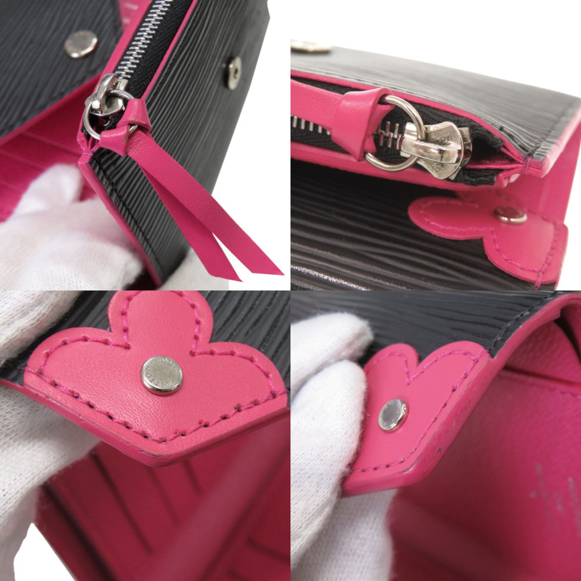Louis Vuitton Black Pink Epi Leather Wallet (Tri-Fold) (Pre-Owned)