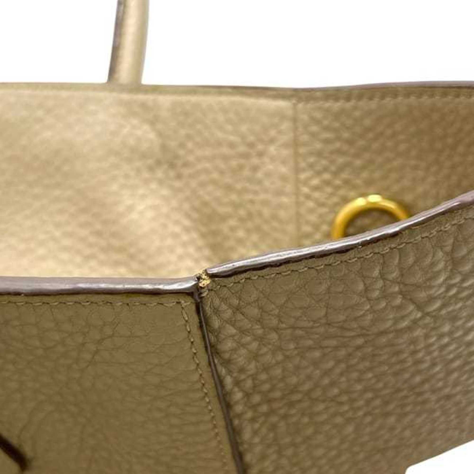 Prada Beige Leather Handbag Shoulder Bag (Pre-Owned)