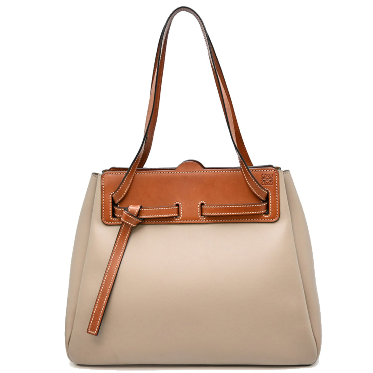 Loewe Beige Grayish Leather Shoulder Bag (Pre-Owned)