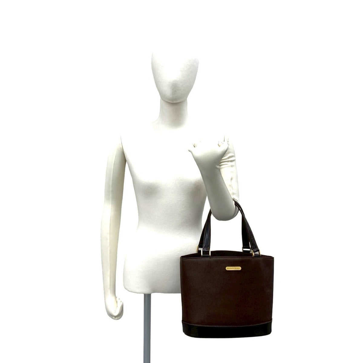 Burberry Brown Leather Handbag Tote Bag (Pre-Owned)