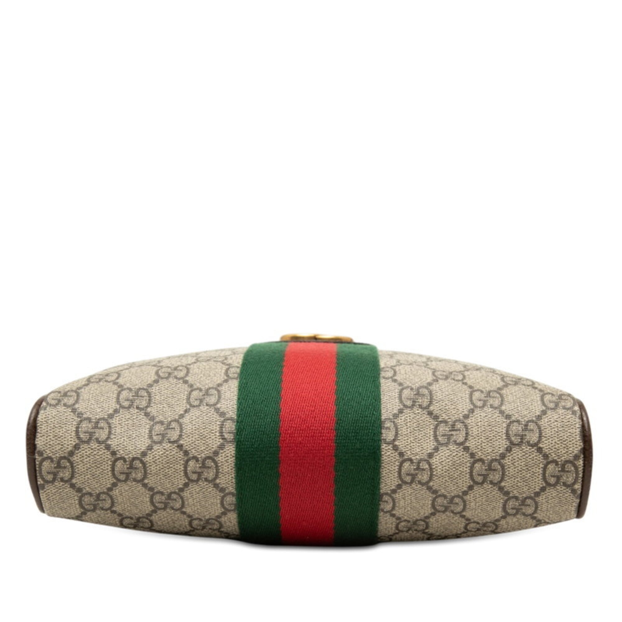 Gucci Brown Green Red Color Pvc Leather Shoulder Bag (Pre-Owned)