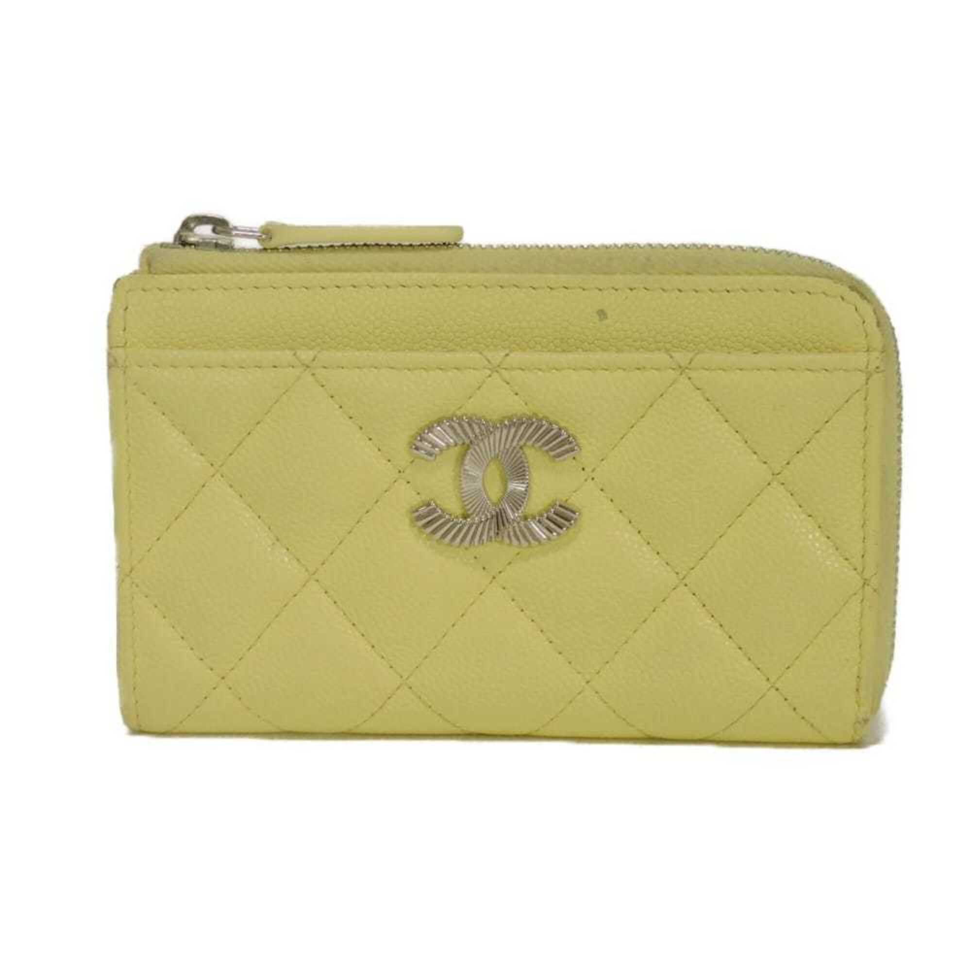 Chanel Yellow Grained Calfskin Coin Purse/Coin Case (Pre-Owned)
