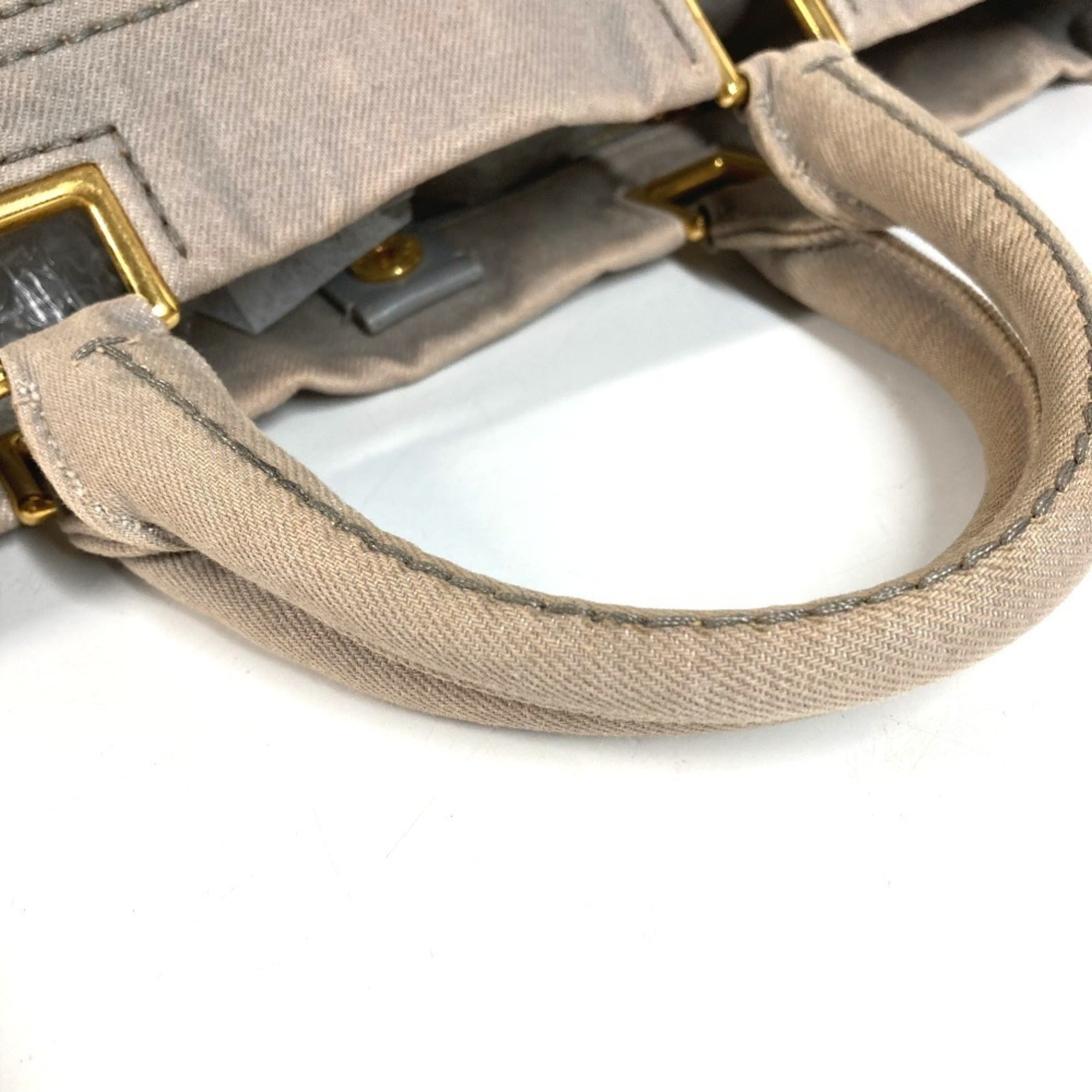 Prada Gray Canvas Handbag Tote Bag (Pre-Owned)