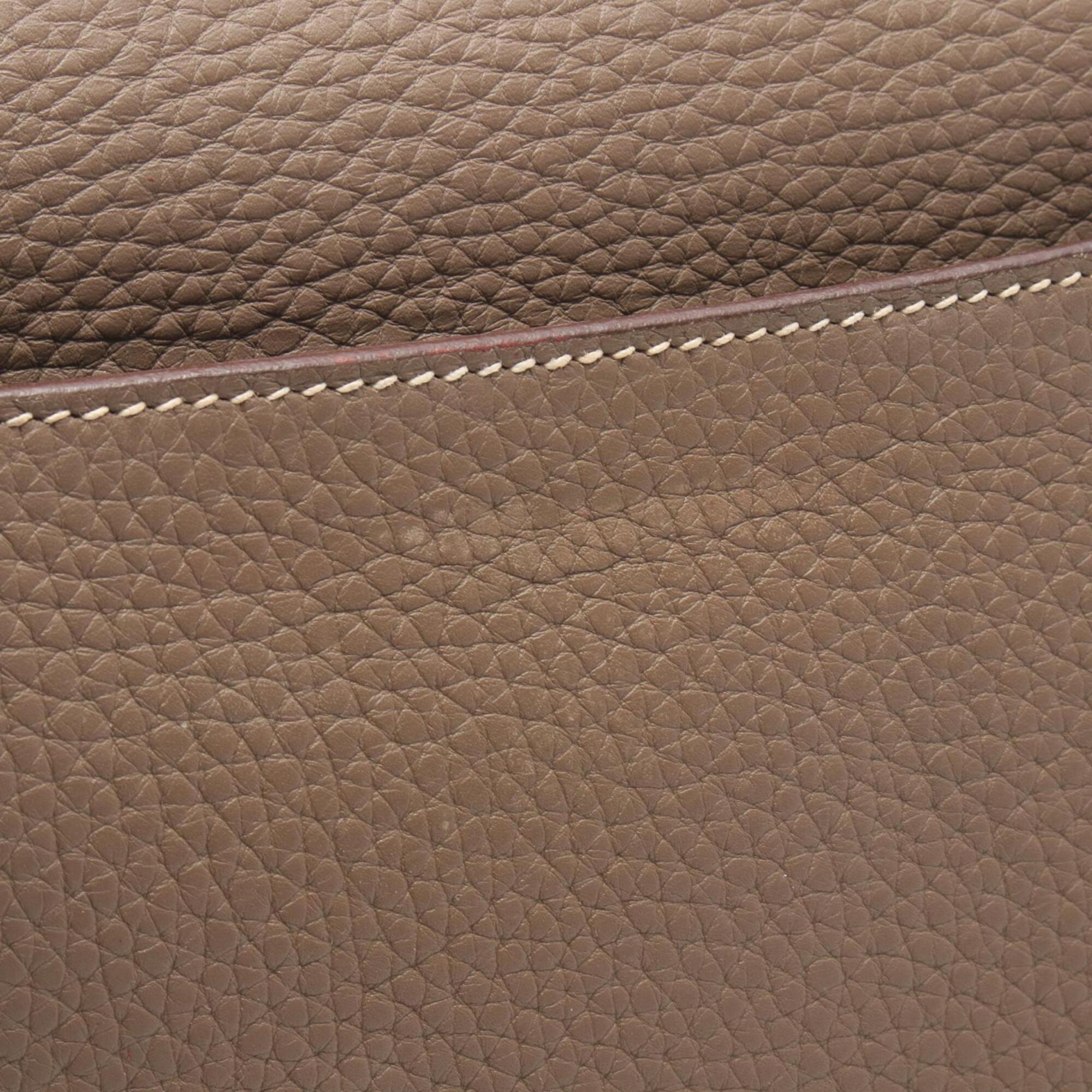 Hermes Gray Taurillon Clemence Leather Leather Handbag (Pre-Owned)