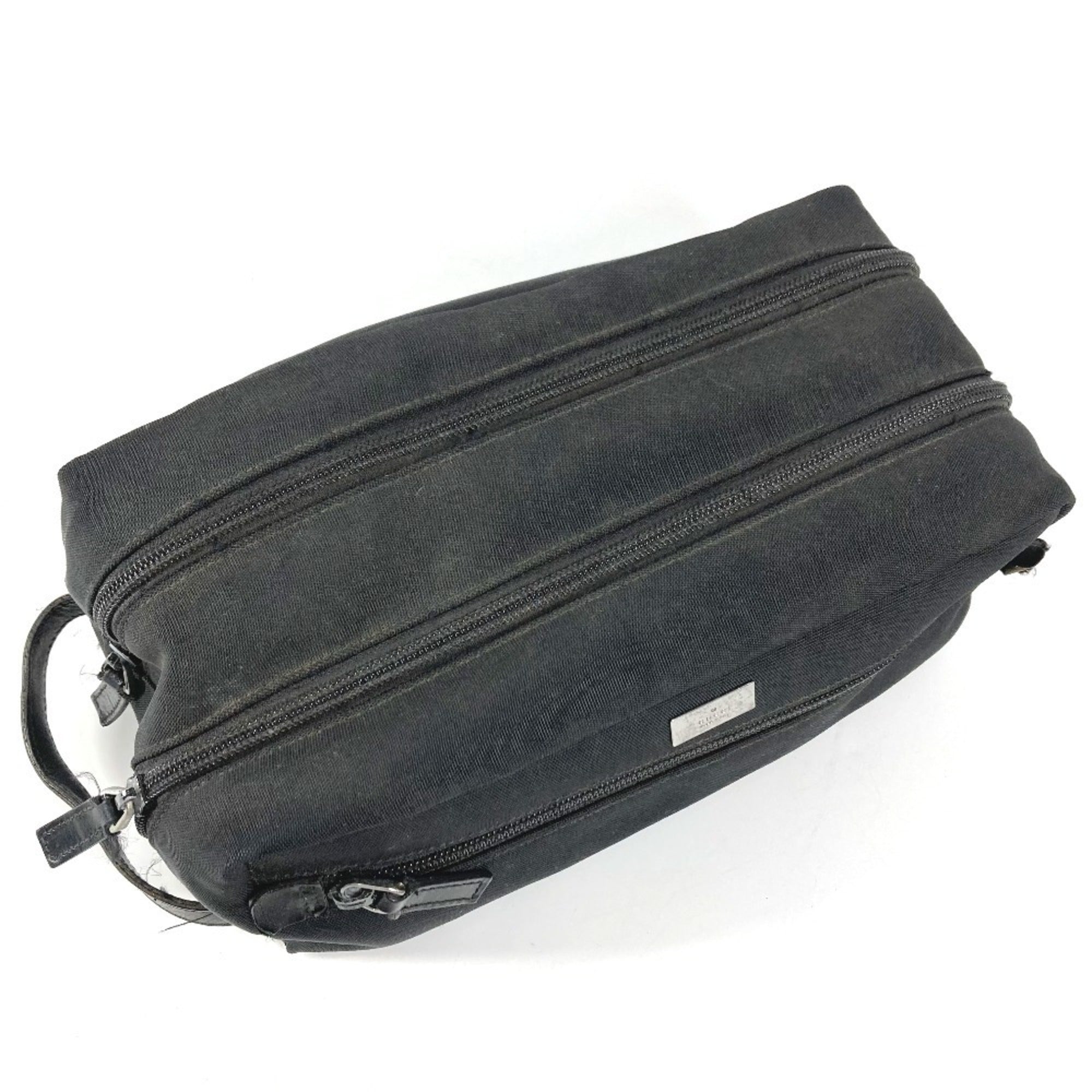 Gucci Black Canvas Leather Clutch Bag Pouch (Pre-Owned)