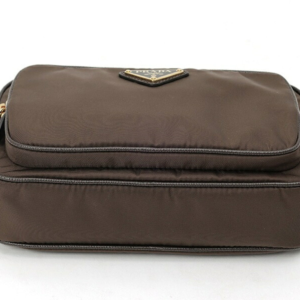 Prada Brown Leather Pouch Shoulder Bag (Pre-Owned)