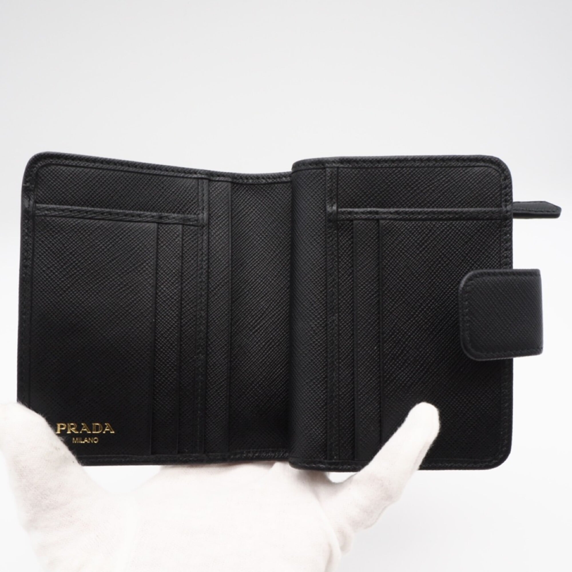 Prada Saffiano Black Nylon Saffiano Wallet (Bi-Fold) (Pre-Owned)