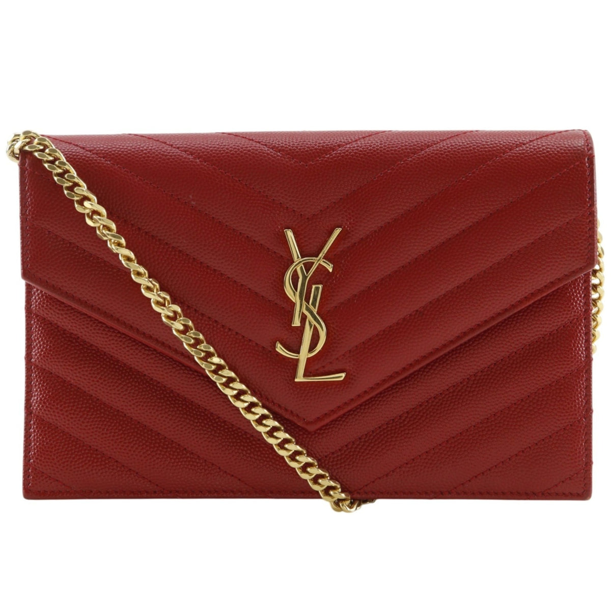 Yves Saint Laurent Red Color Leather Shoulder Bag (Pre-Owned)