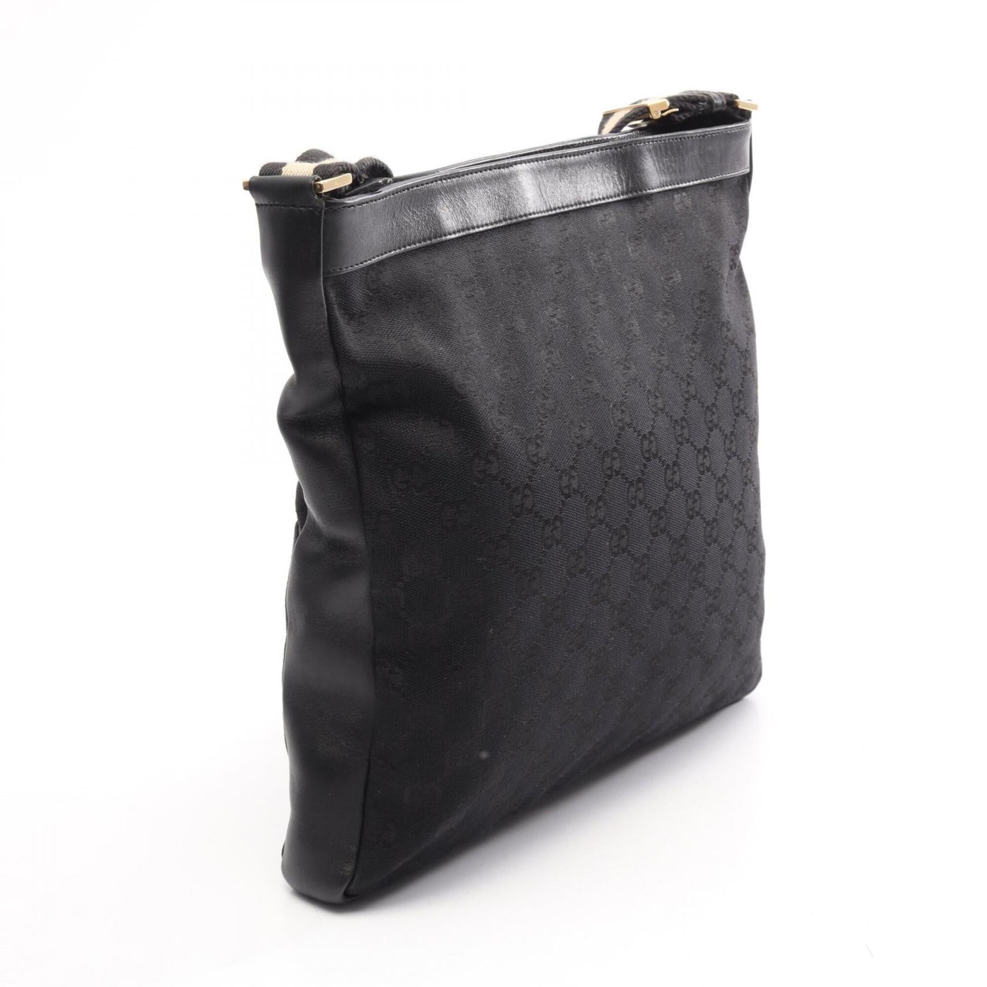 Gucci Black Gg Canvas Leather Handbag Shoulder Bag (Pre-Owned)