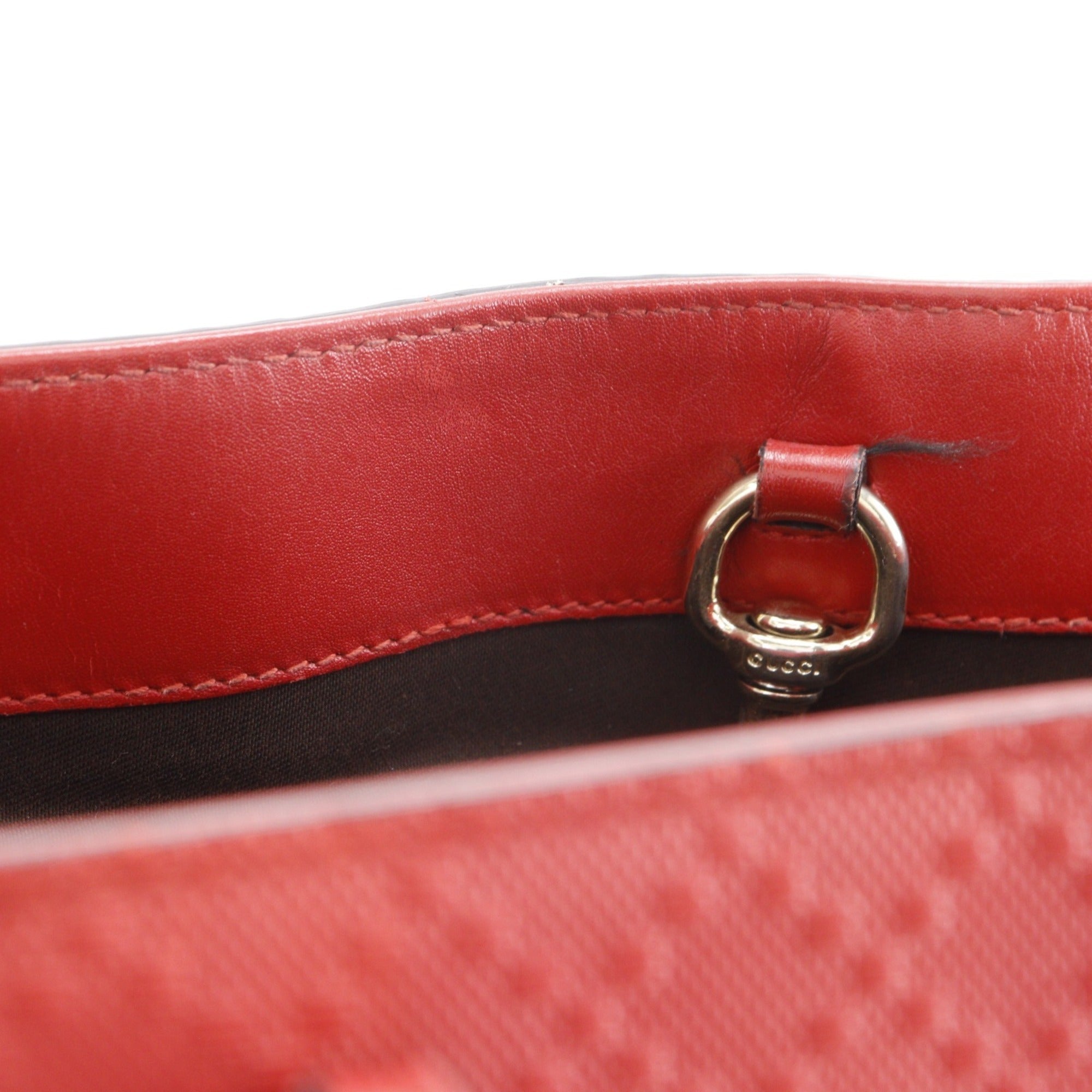 Gucci Red Color Leather Tote Bag (Pre-Owned)