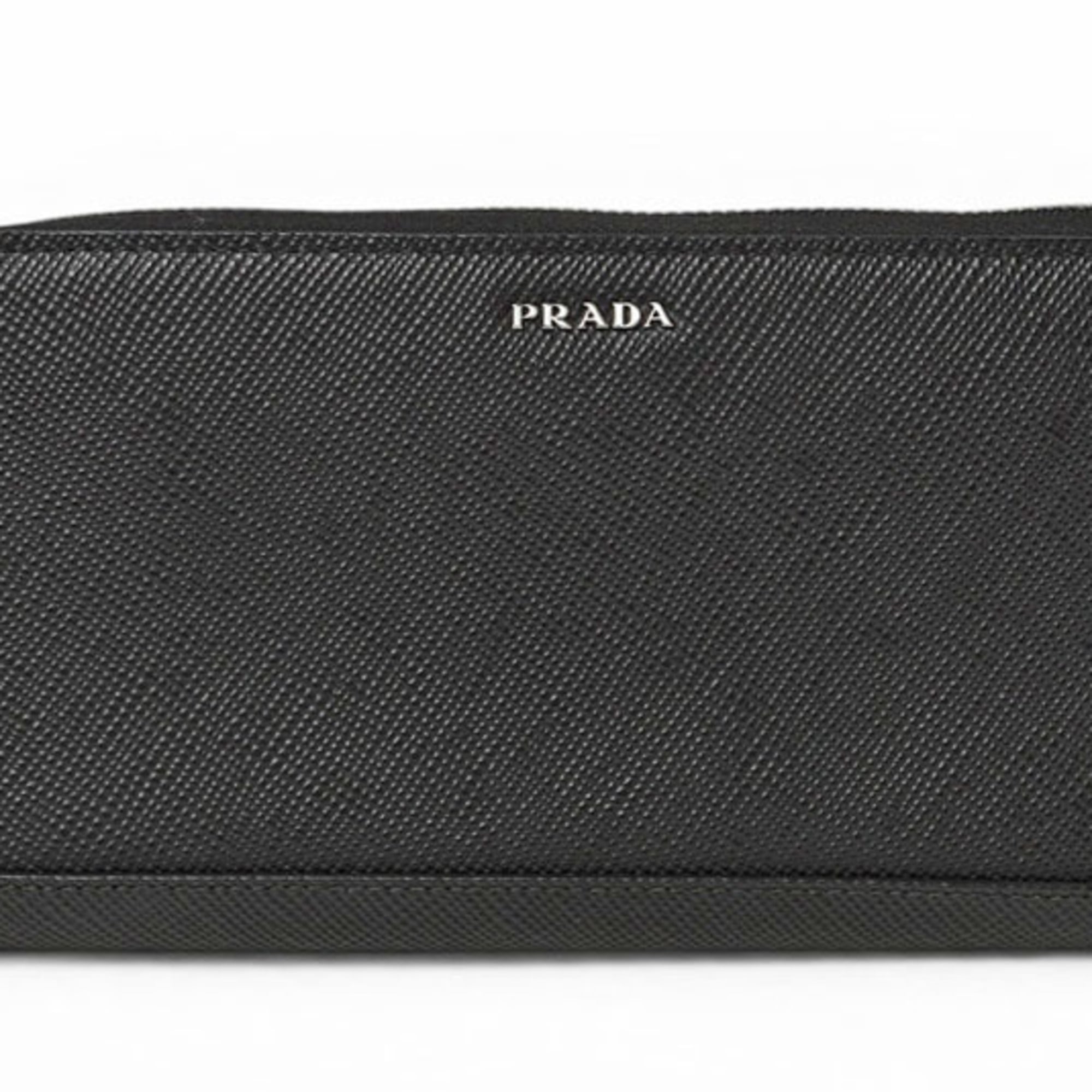 Prada Saffiano Black Leather Long Wallet (Bi-Fold) (Pre-Owned)