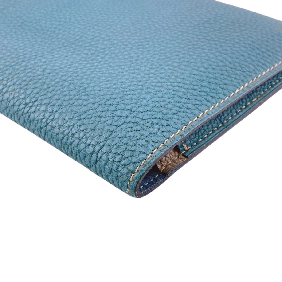 Hermes Dogon Beige Blue Togo Leather Long Wallet (Bi-Fold) (Pre-Owned)