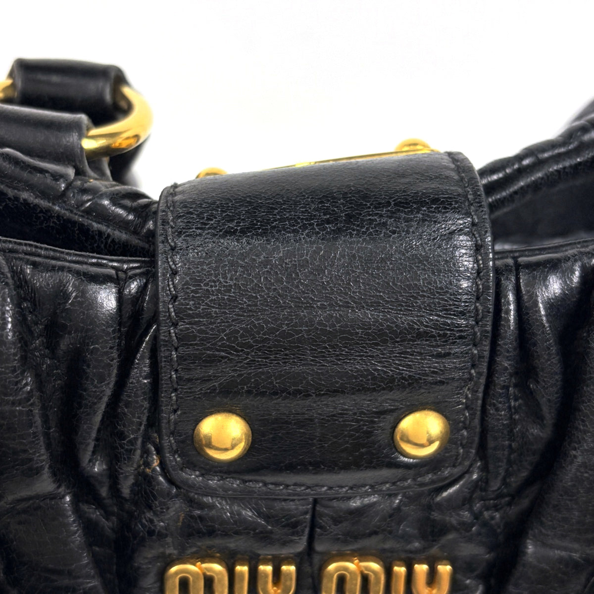 Miu Miu Matelasse Black Leather Handbag (Pre-Owned)