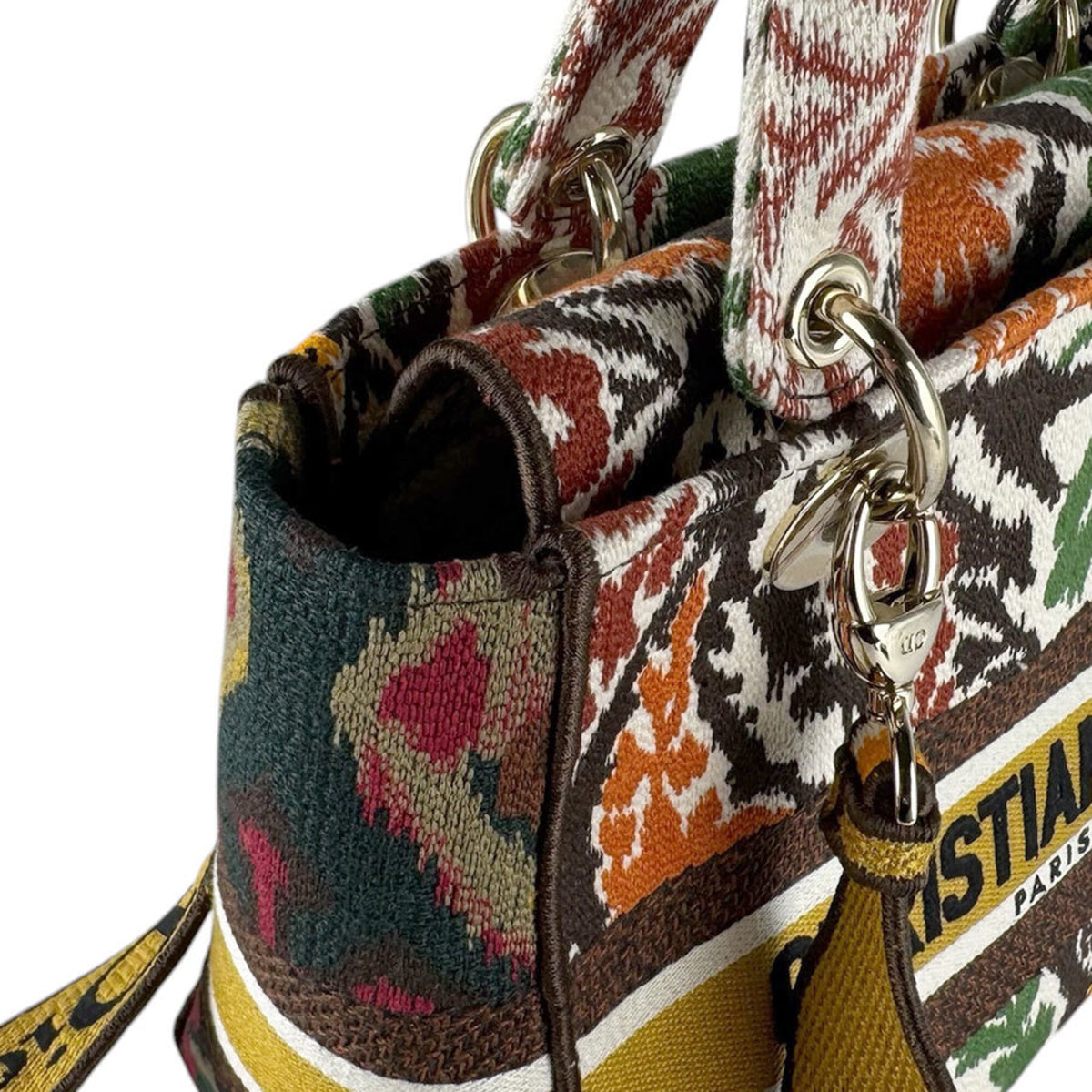 Christian Dior Brown Orange Canvas Handbag Shoulder Bag (Pre-Owned)