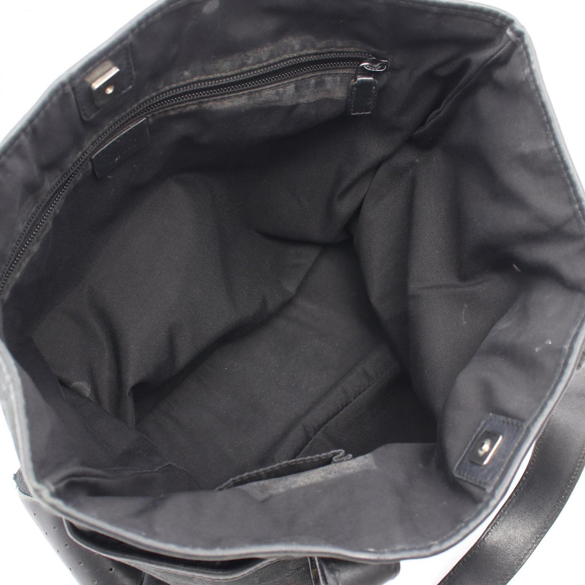 Gucci Black Canvas Leather Handbag Tote Bag (Pre-Owned)