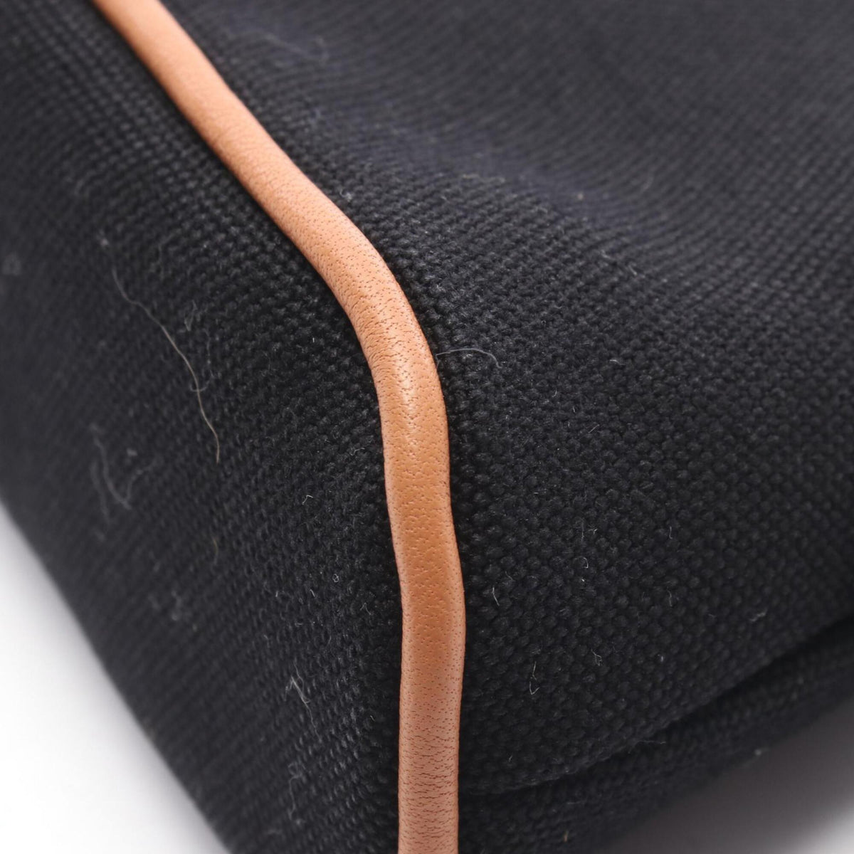 Hermes Black Canvas Leather Handbag Pouch (Pre-Owned)