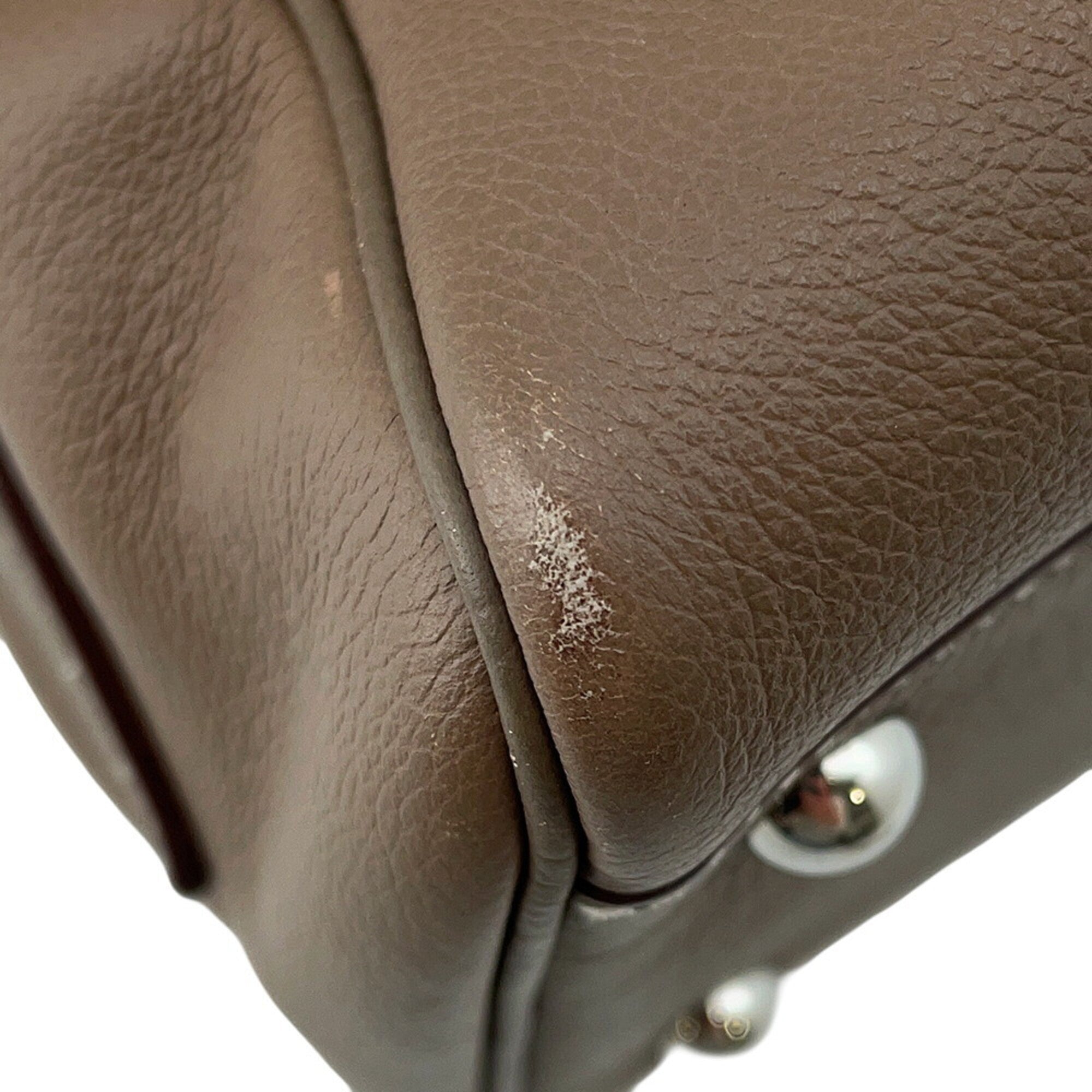 Hermes Etoupe Gray Taurillon Clemence Leather Handbag Shoulder Bag (Pre-Owned)