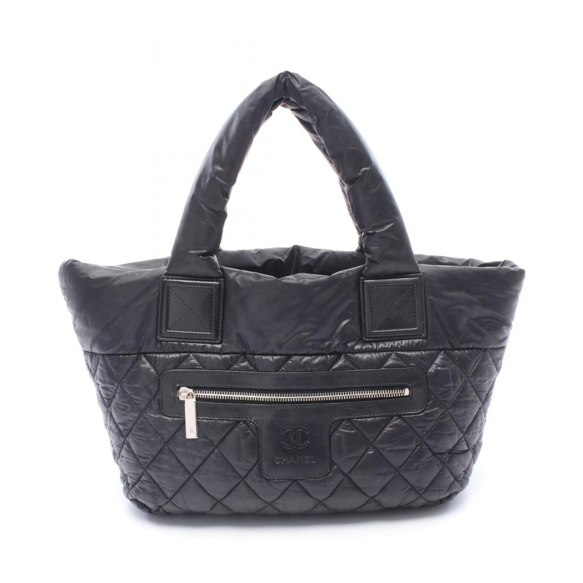 Chanel Black Bordeaux Nylon Leather Handbag Tote Bag (Pre-Owned)