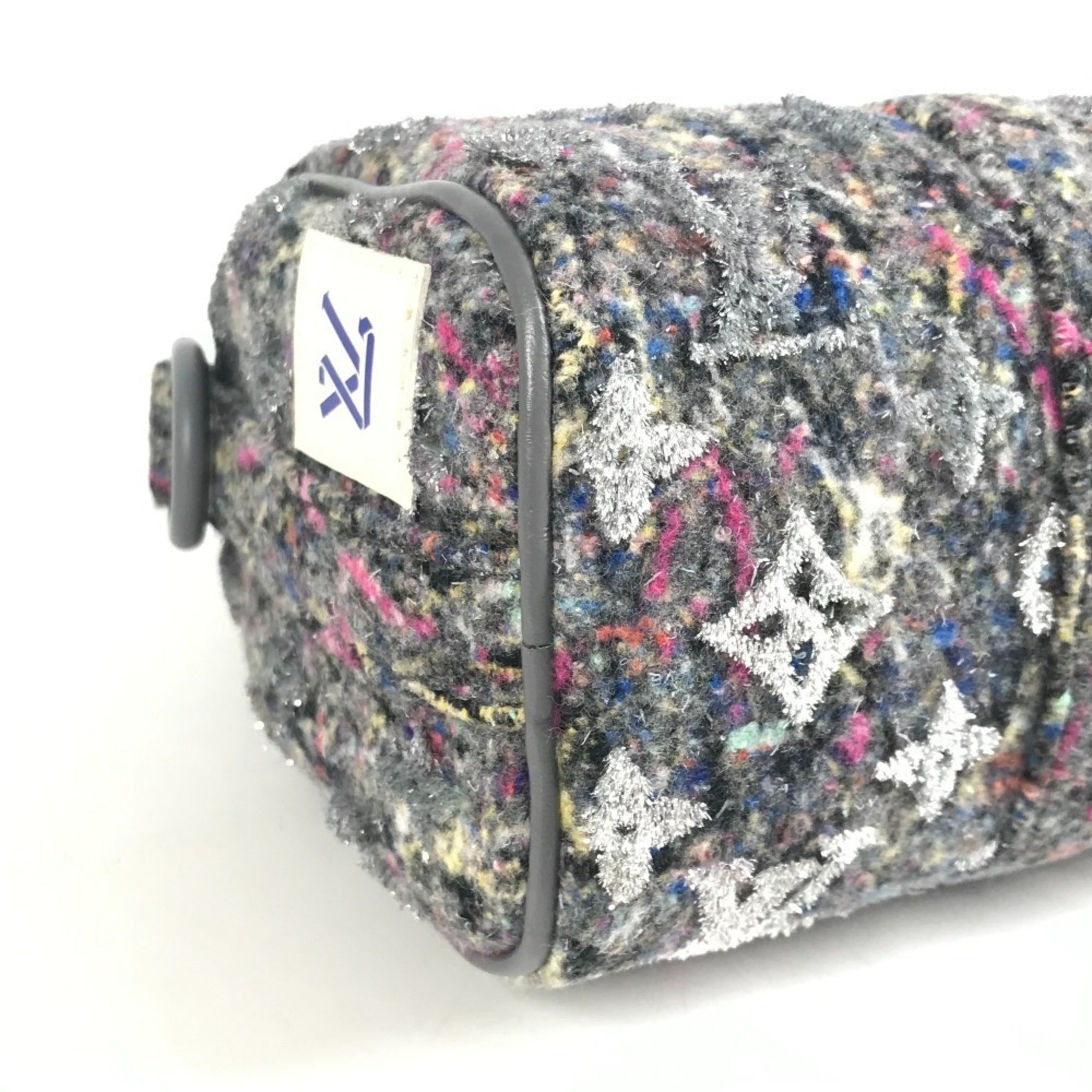 Louis Vuitton Gray Tweed Leather Boston Bag Handbag Shoulder Bag (Pre-Owned)