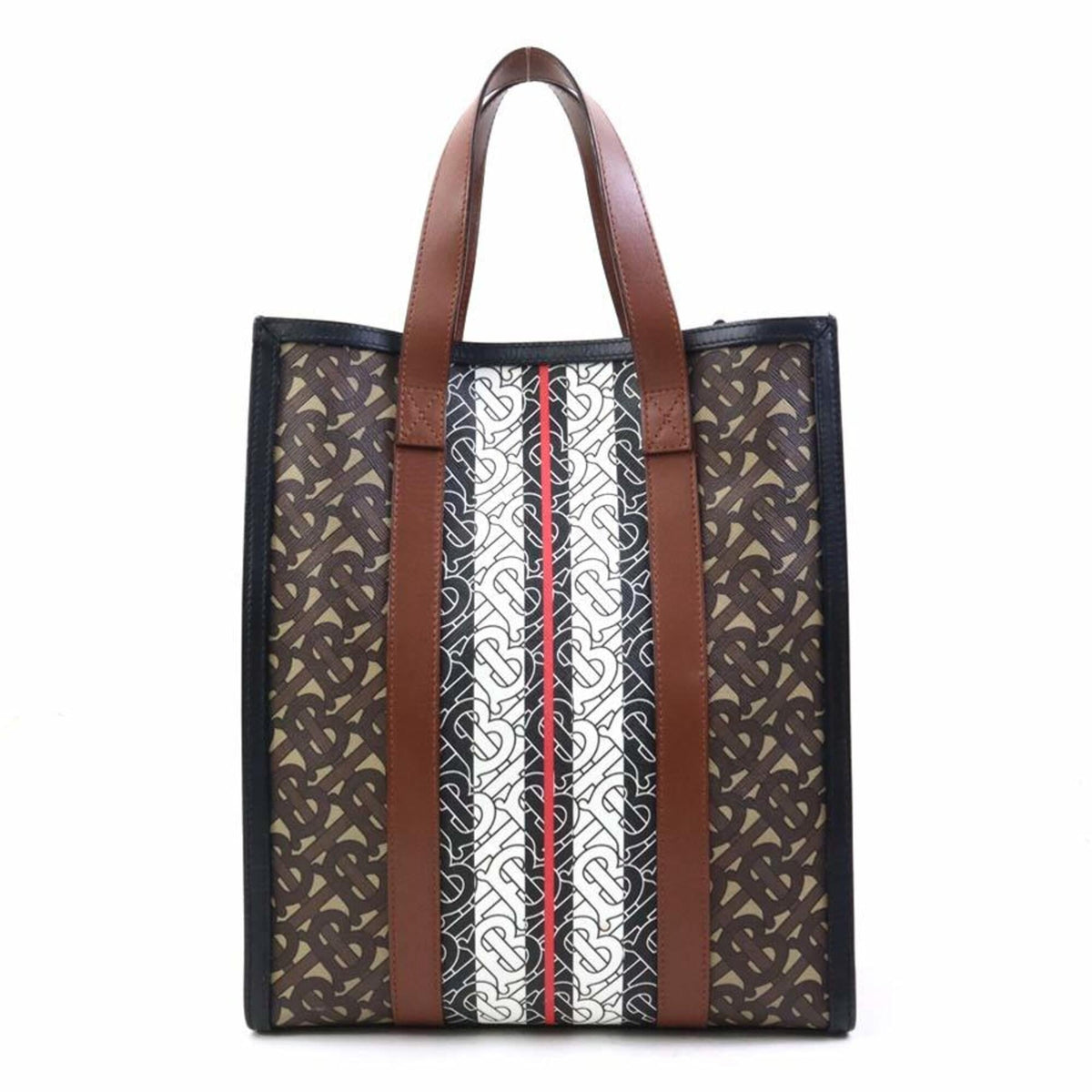 Burberry Black Brown White Pvc Leather Handbag Shoulder Bag (Pre-Owned)