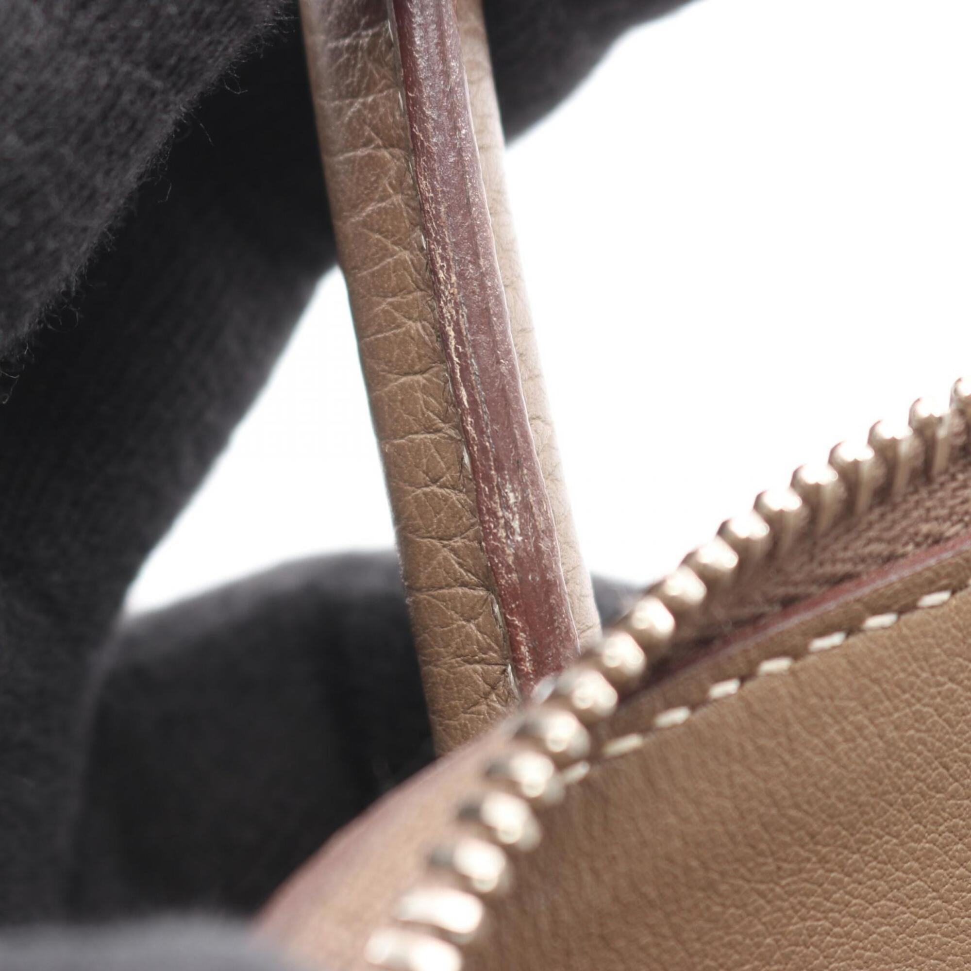 Hermes Etoupe Gray Gray Taurillon Clemence Leather Handbag (Pre-Owned)