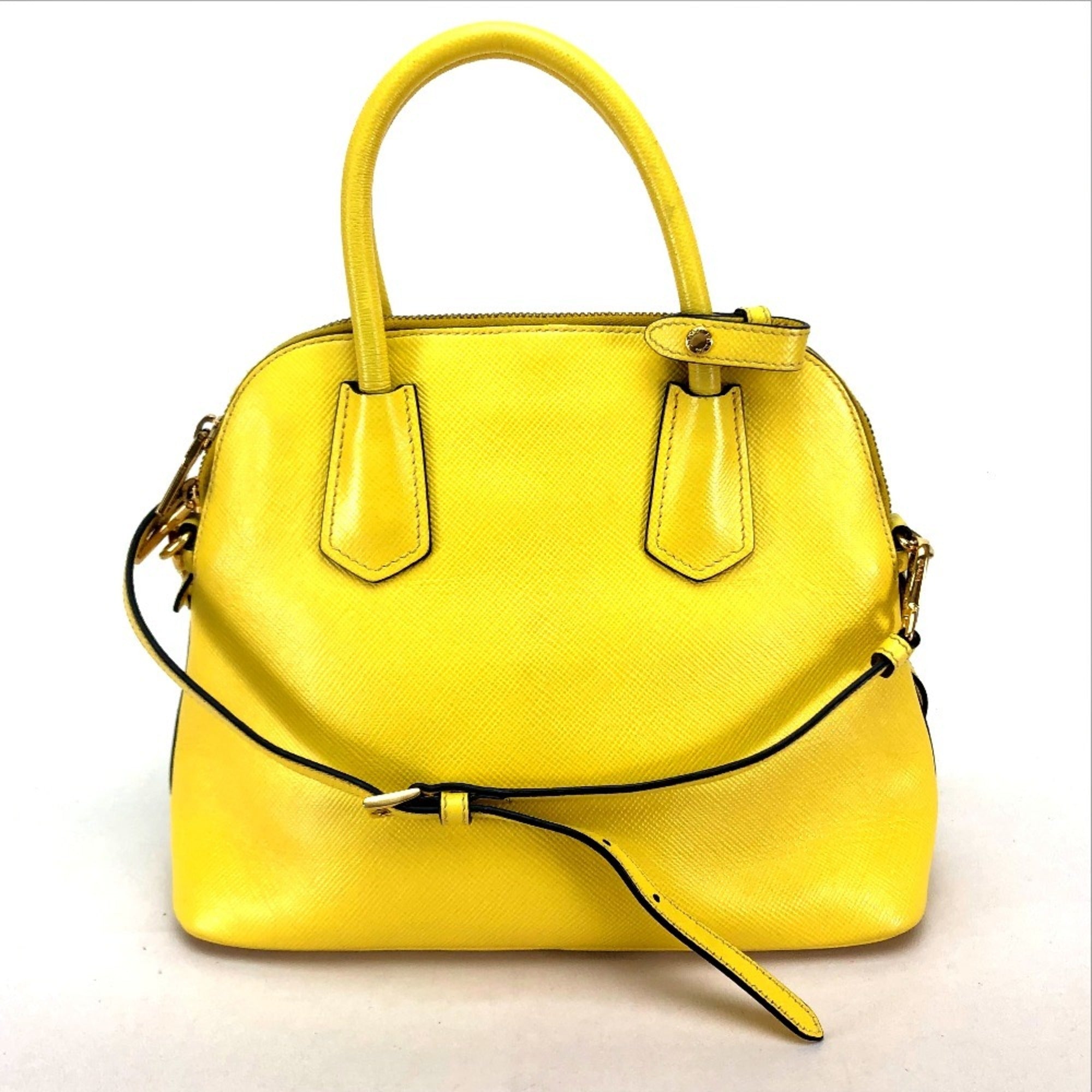 Prada Yellow Leather Handbag Shoulder Bag (Pre-Owned)