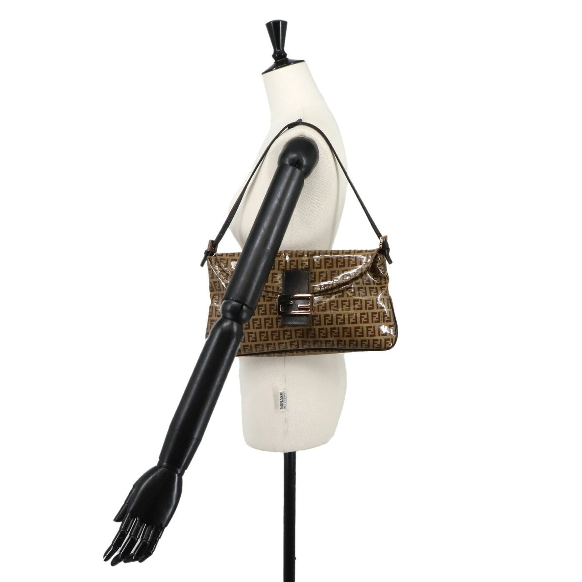 Fendi Beige Brown Zucchino Handbag Shoulder Bag (Pre-Owned)