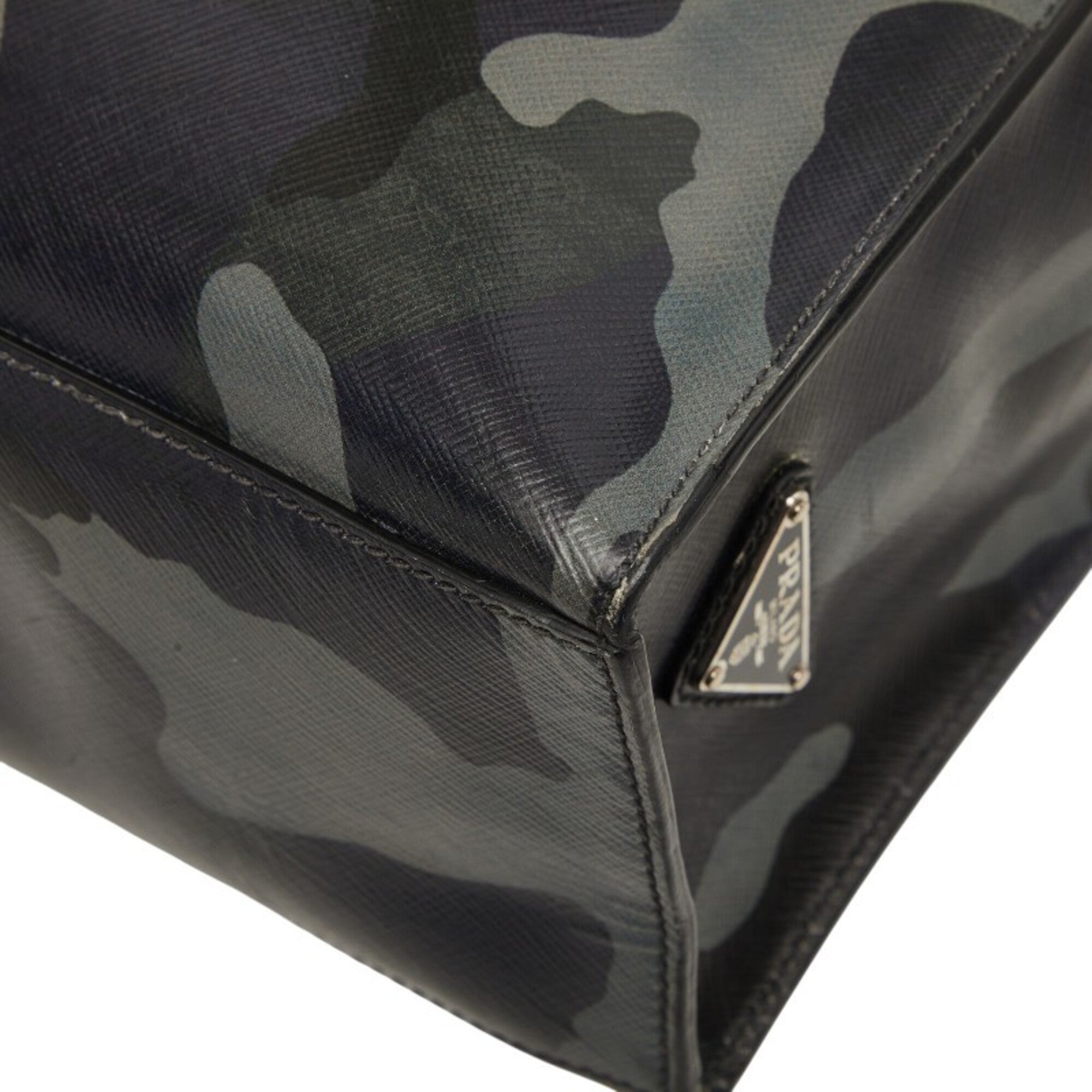Prada Black Gray Purple Leather Handbag Shoulder Bag (Pre-Owned)