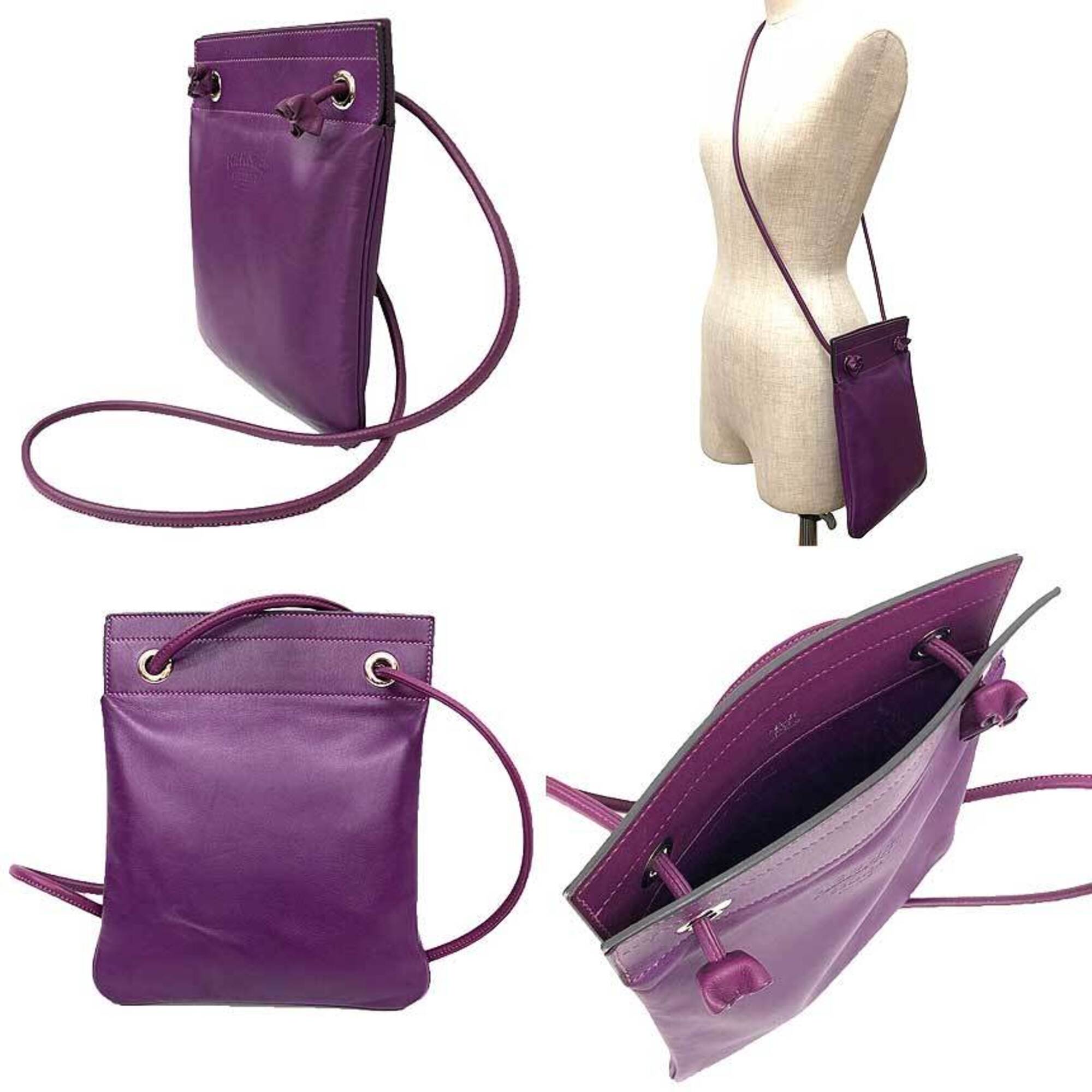 Hermes Purple Ultra Violet Leather Pochette Shoulder Bag (Pre-Owned)