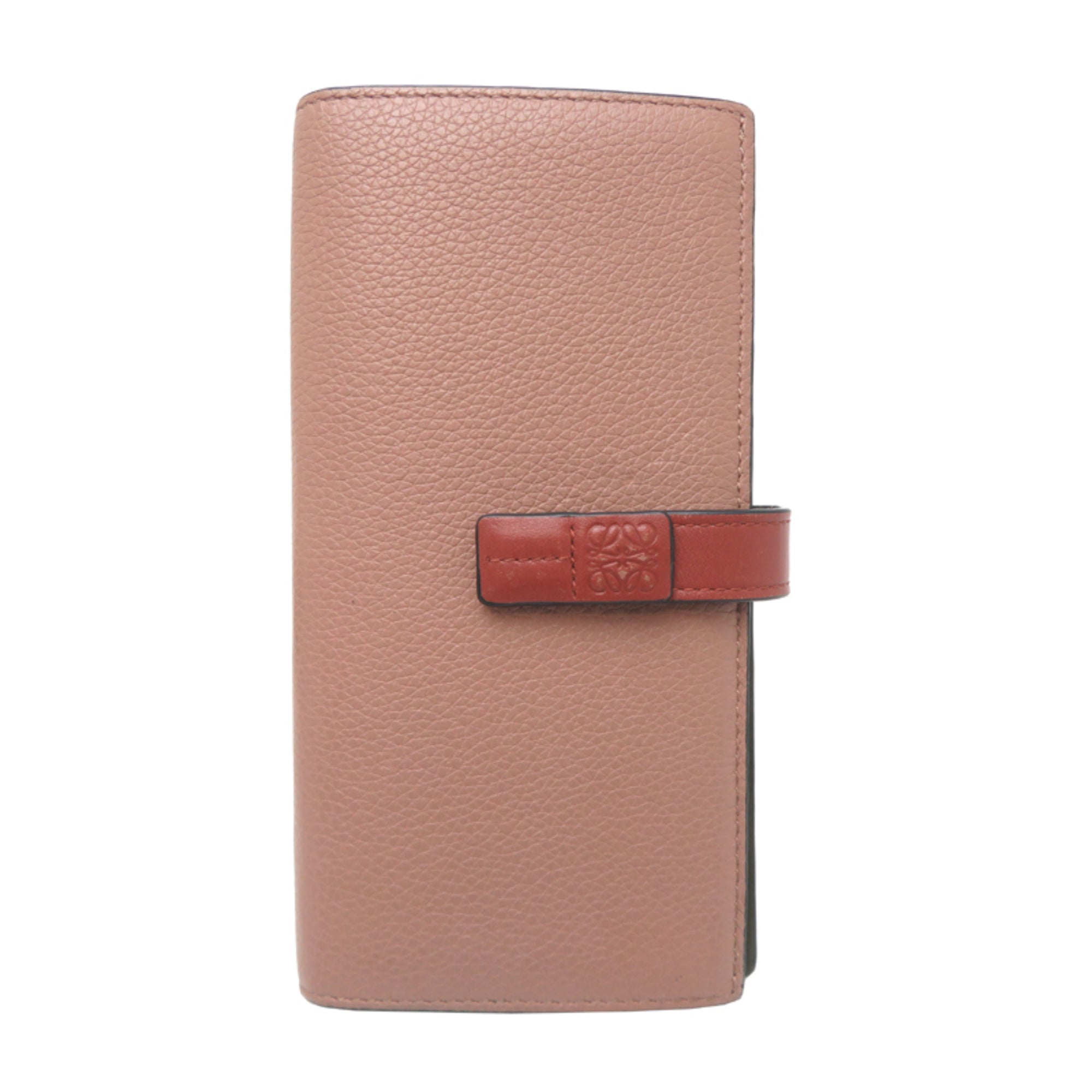 Loewe Beige Khaki Pink Leather Long Wallet (Bi-Fold) (Pre-Owned)