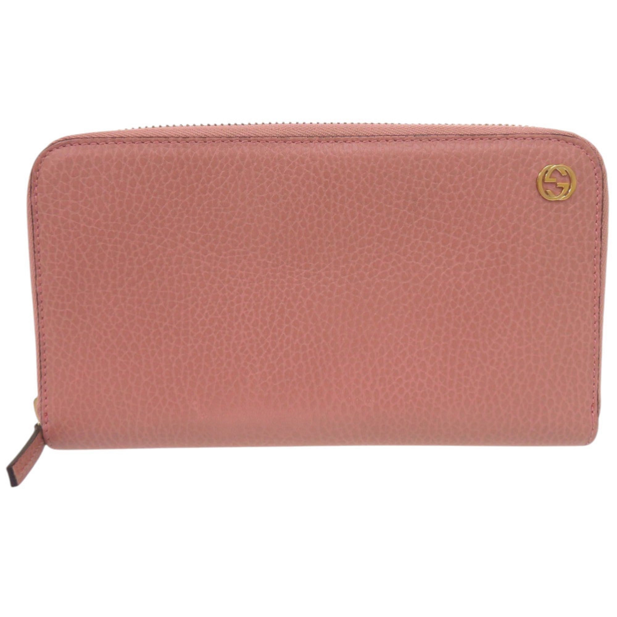 Gucci Pink Leather Long Wallet (Bi-Fold) (Pre-Owned)