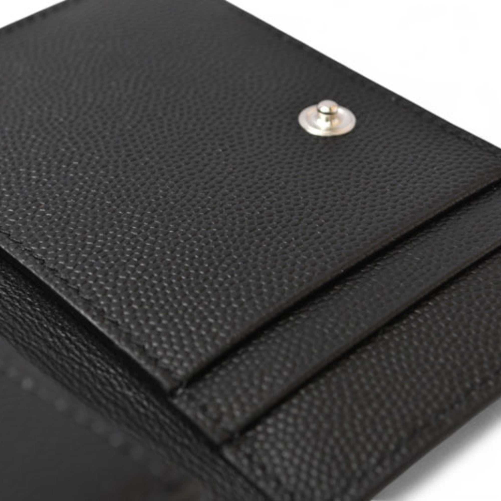 Saint Laurent Silver Black Leather Coin Purse/Coin Case (Pre-Owned)