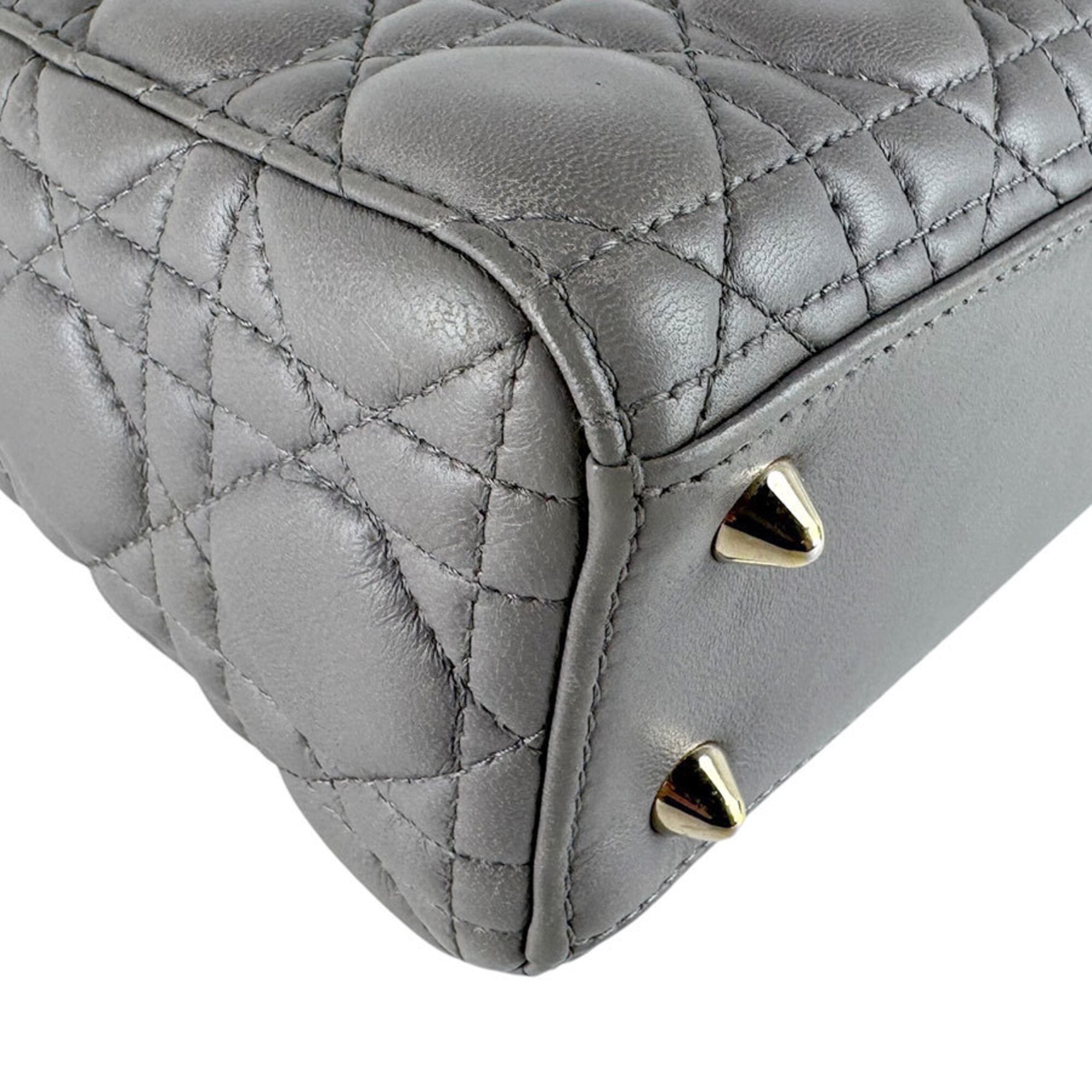 Christian Dior Gray Leather Handbag Shoulder Bag (Pre-Owned)