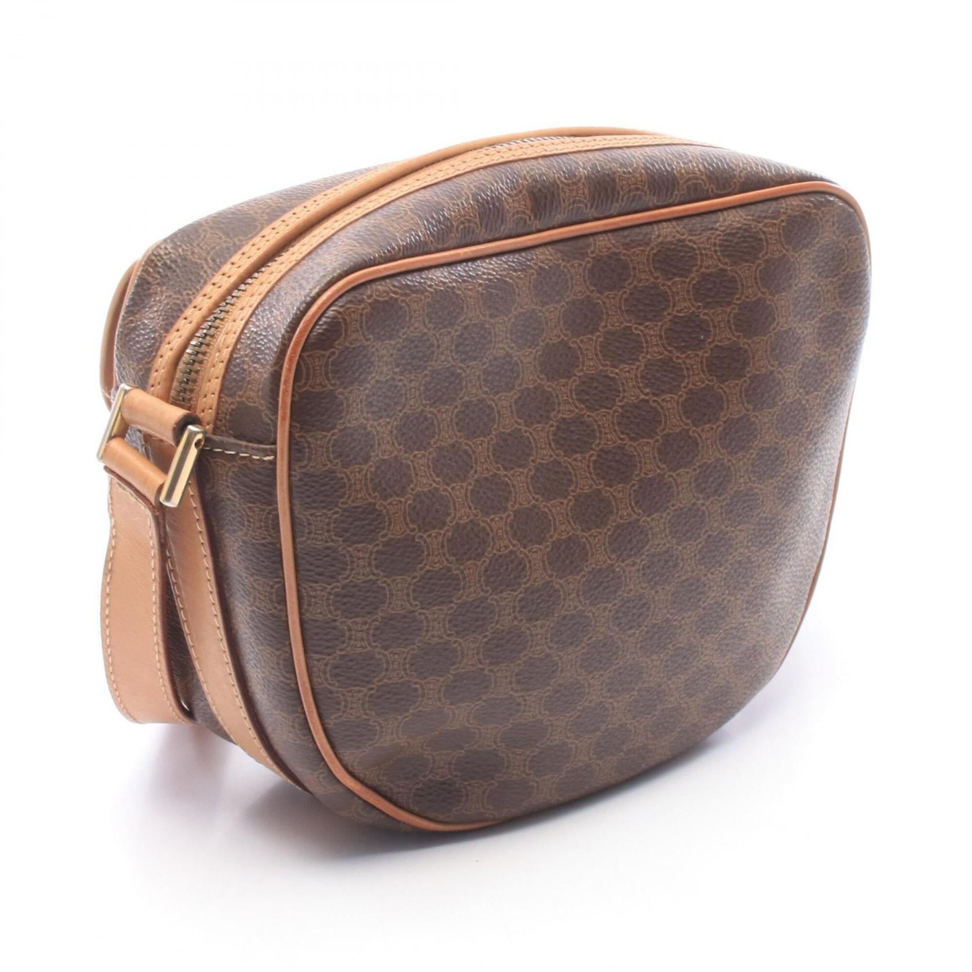Celine Brown Pvc Coated Canvas Leather Shoulder Bag (Pre-Owned)