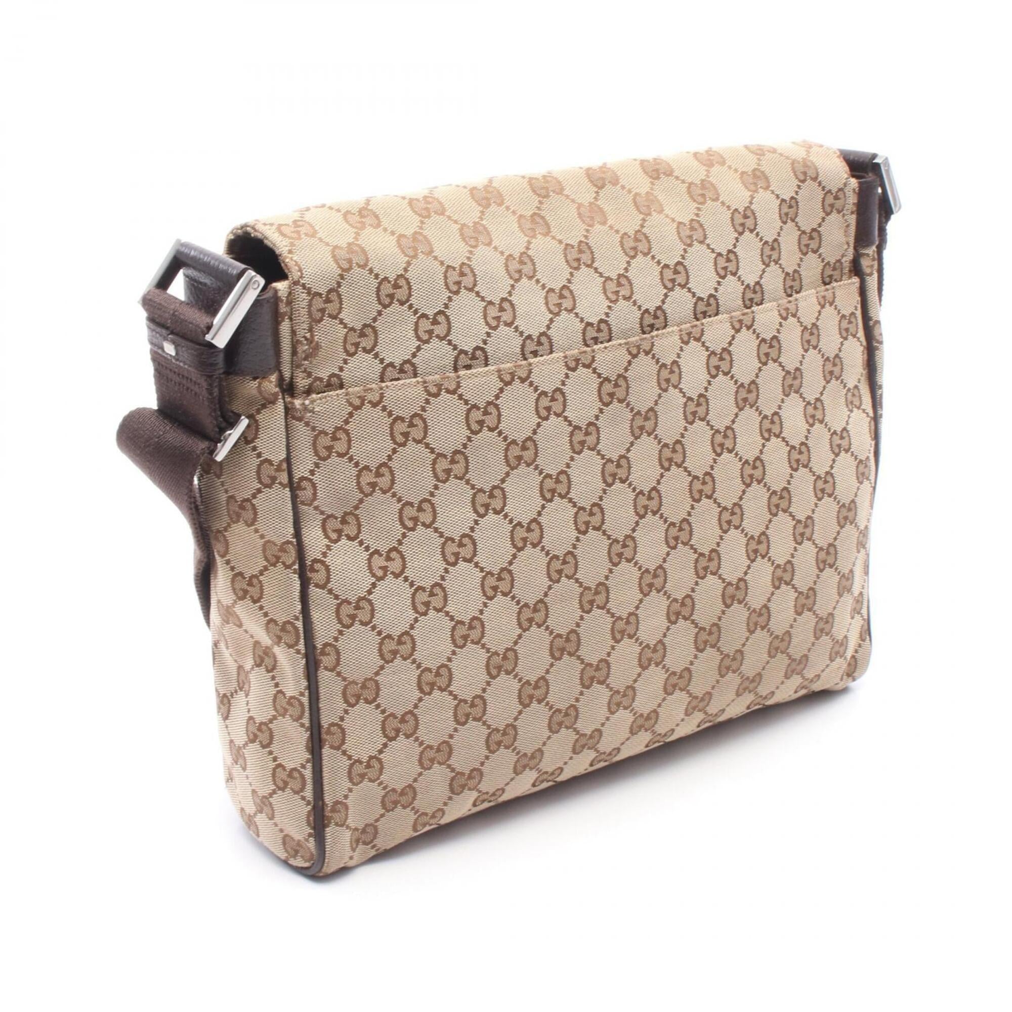 Gucci Beige Brown Canvas Leather Handbag Shoulder Bag (Pre-Owned)