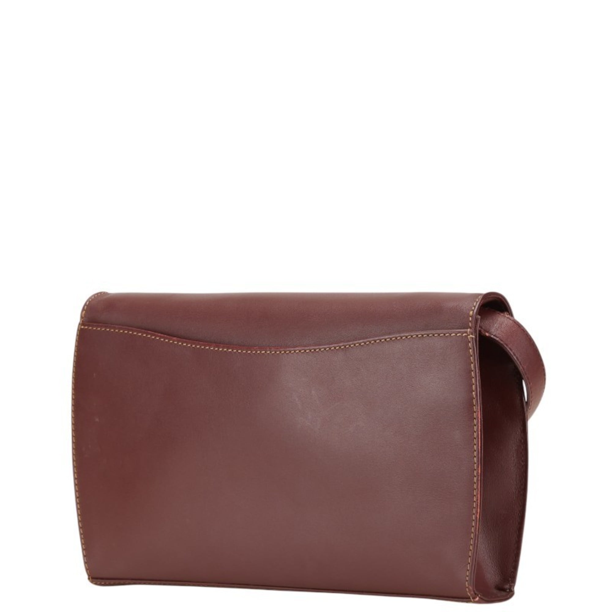 Cartier Bordeaux Wine Red Leather Shoulder Bag (Pre-Owned)