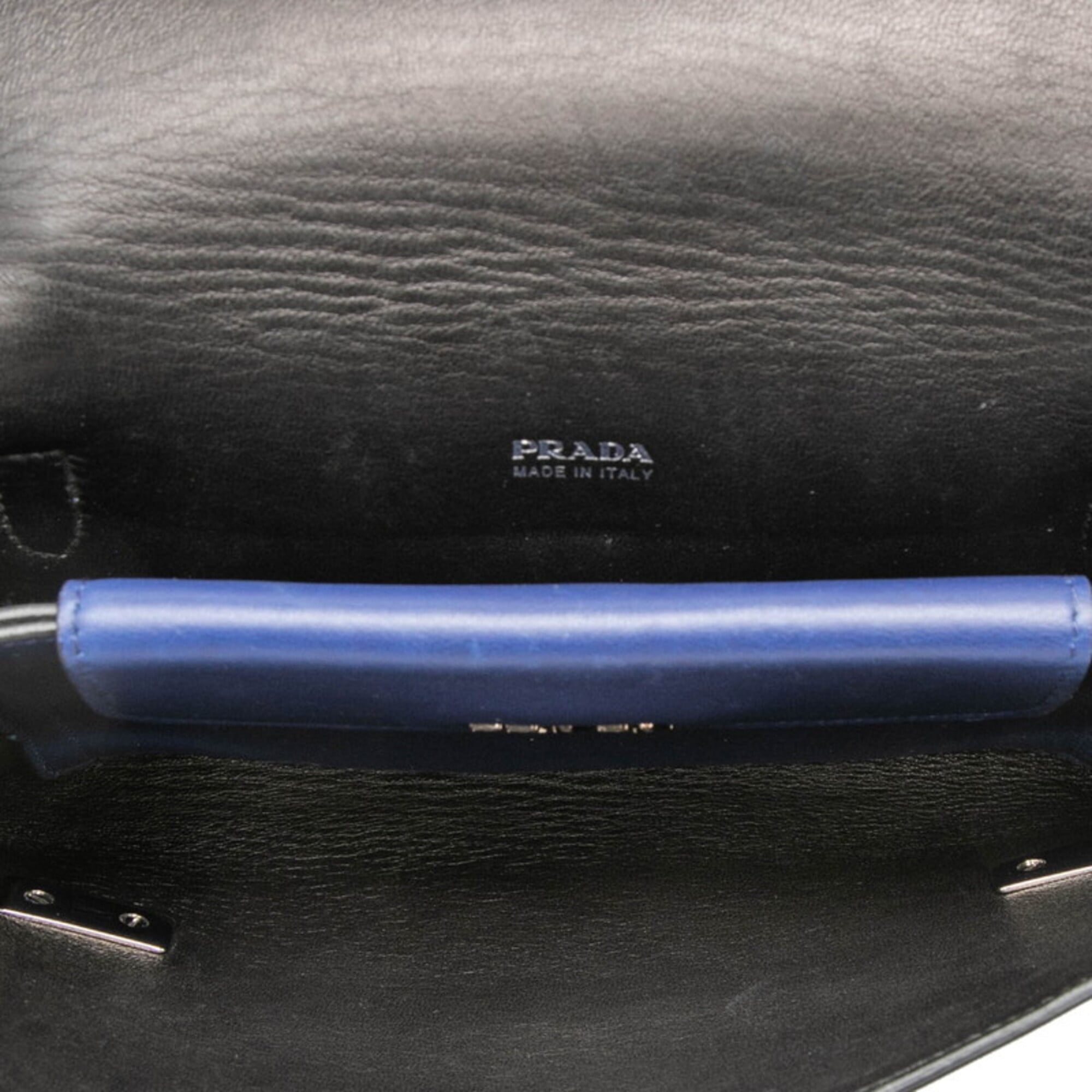 Prada Navy Leather Shoulder Bag (Pre-Owned)