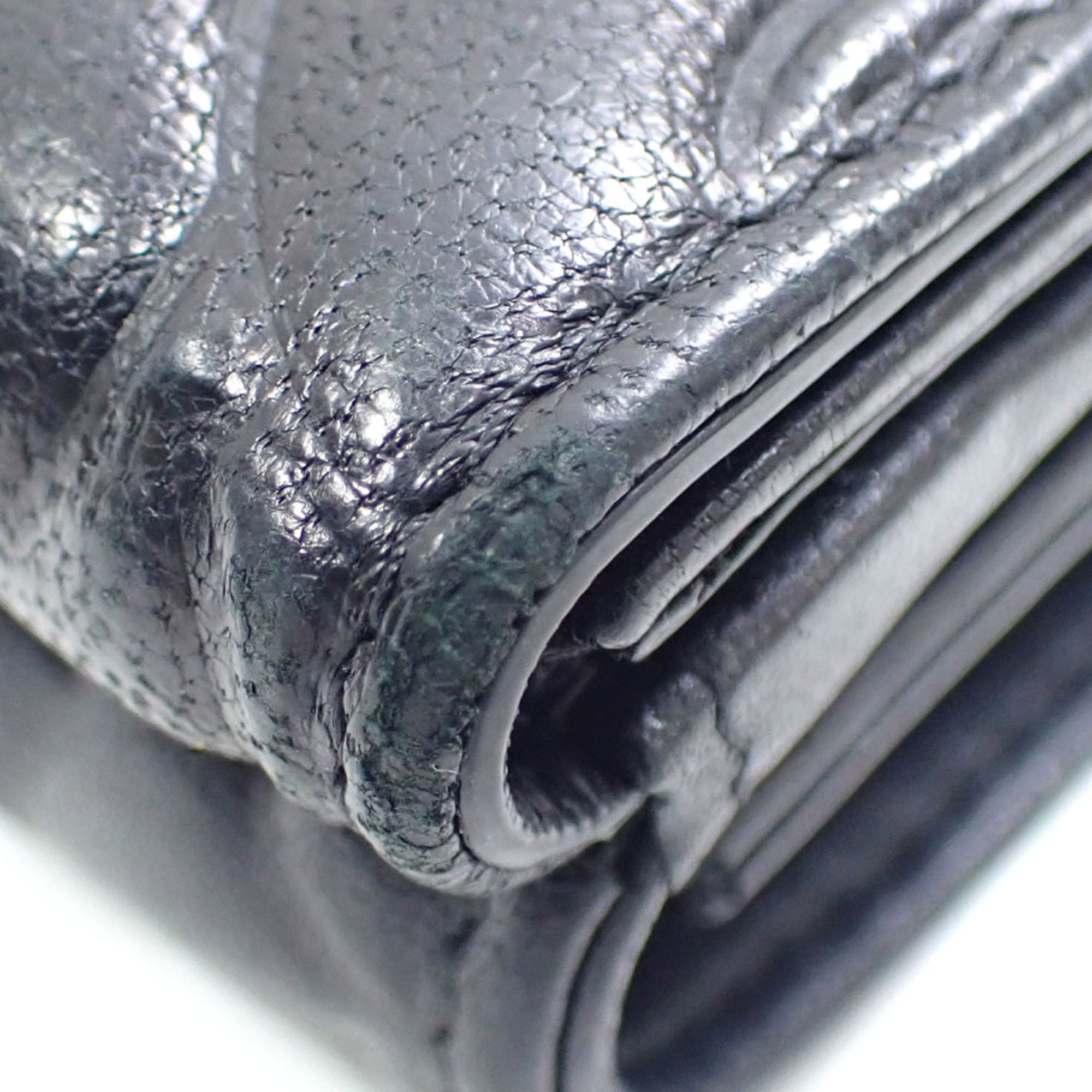 Chanel Black Leather Wallet (Tri-Fold) (Pre-Owned)