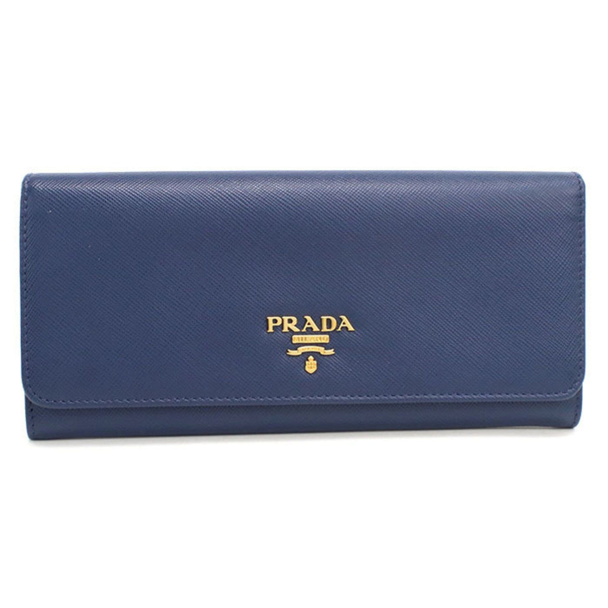 Prada Blue Leather Long Wallet (Bi-Fold) (Pre-Owned)