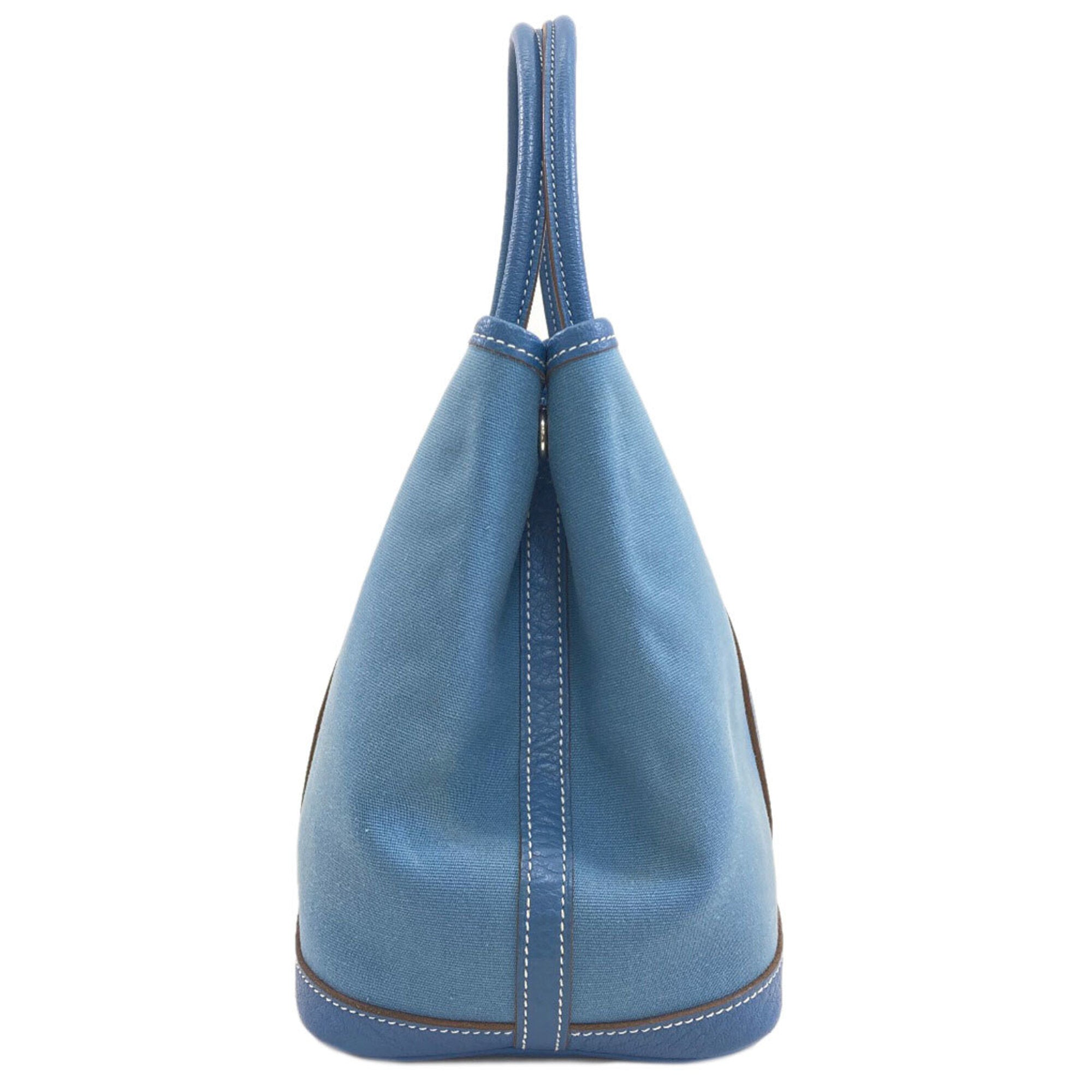 Hermes Garden Blue Jean Toile Officier Handbag (Pre-Owned)