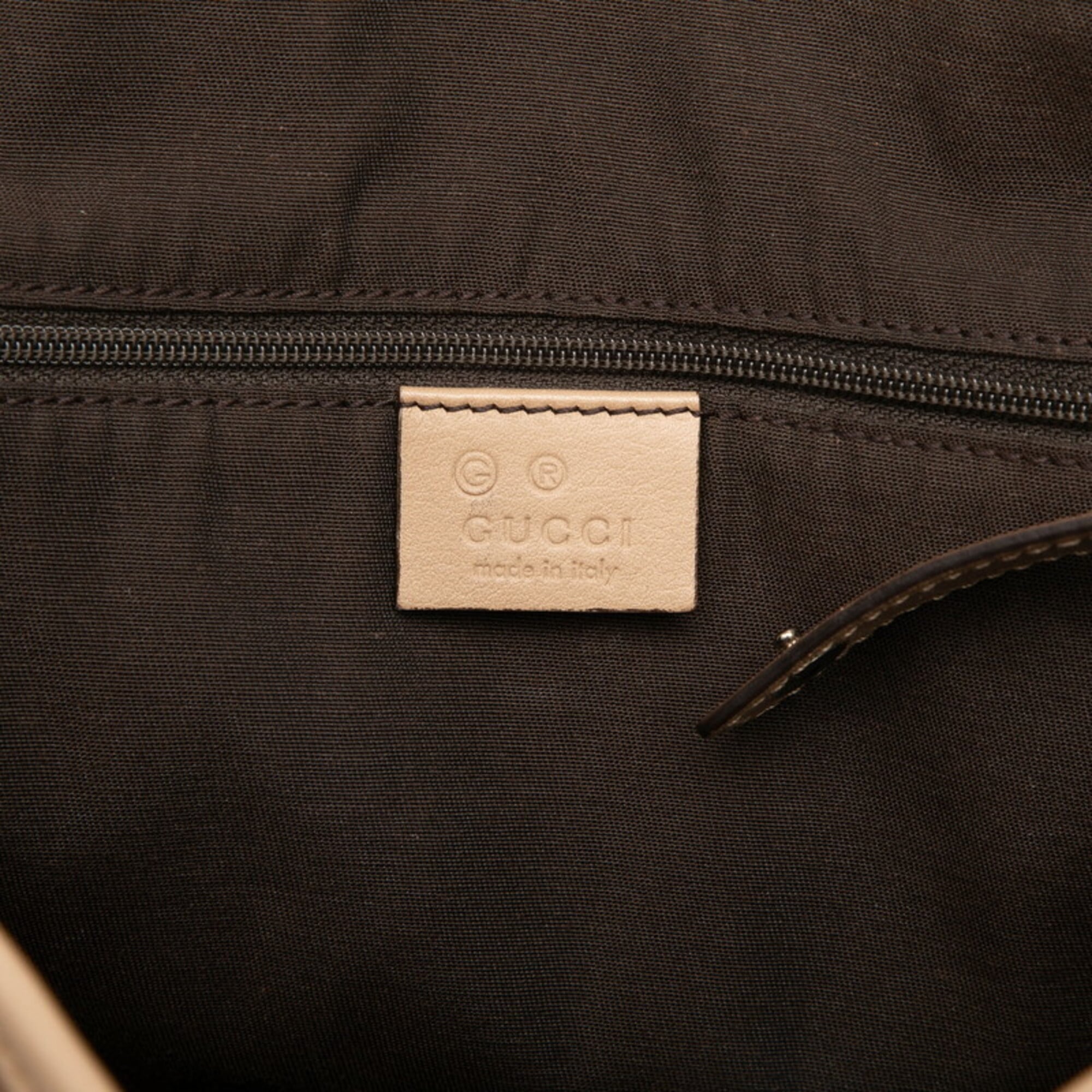 Gucci Horsebit Beige Leather Handbag Tote Bag (Pre-Owned)