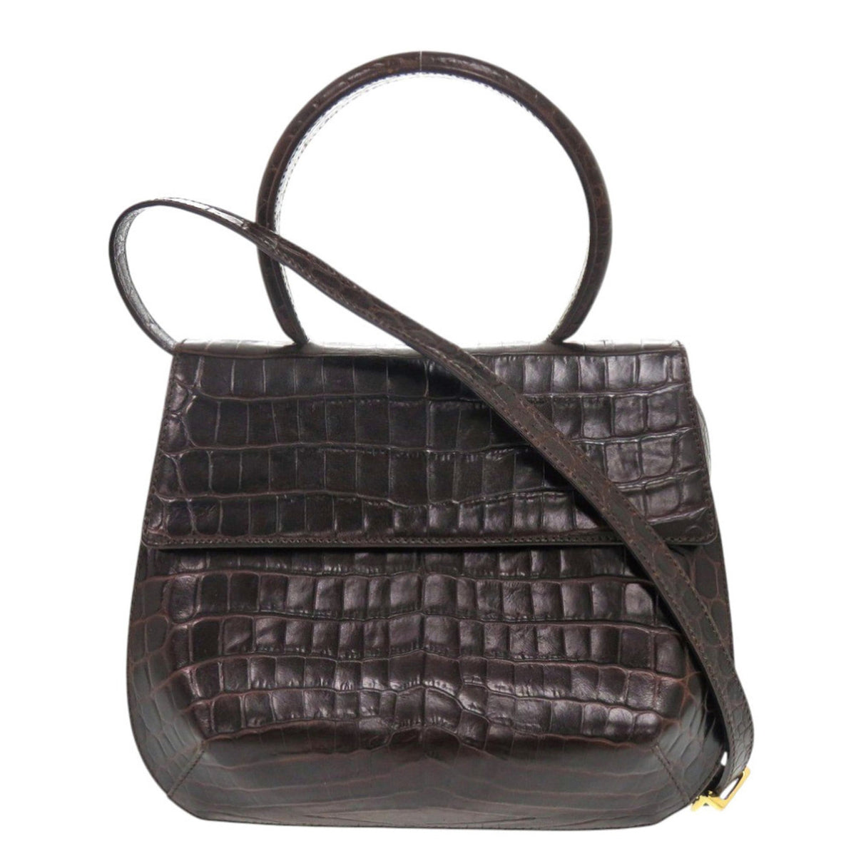 Salvatore Ferragamo Brown Leather Handbag Shoulder Bag (Pre-Owned)