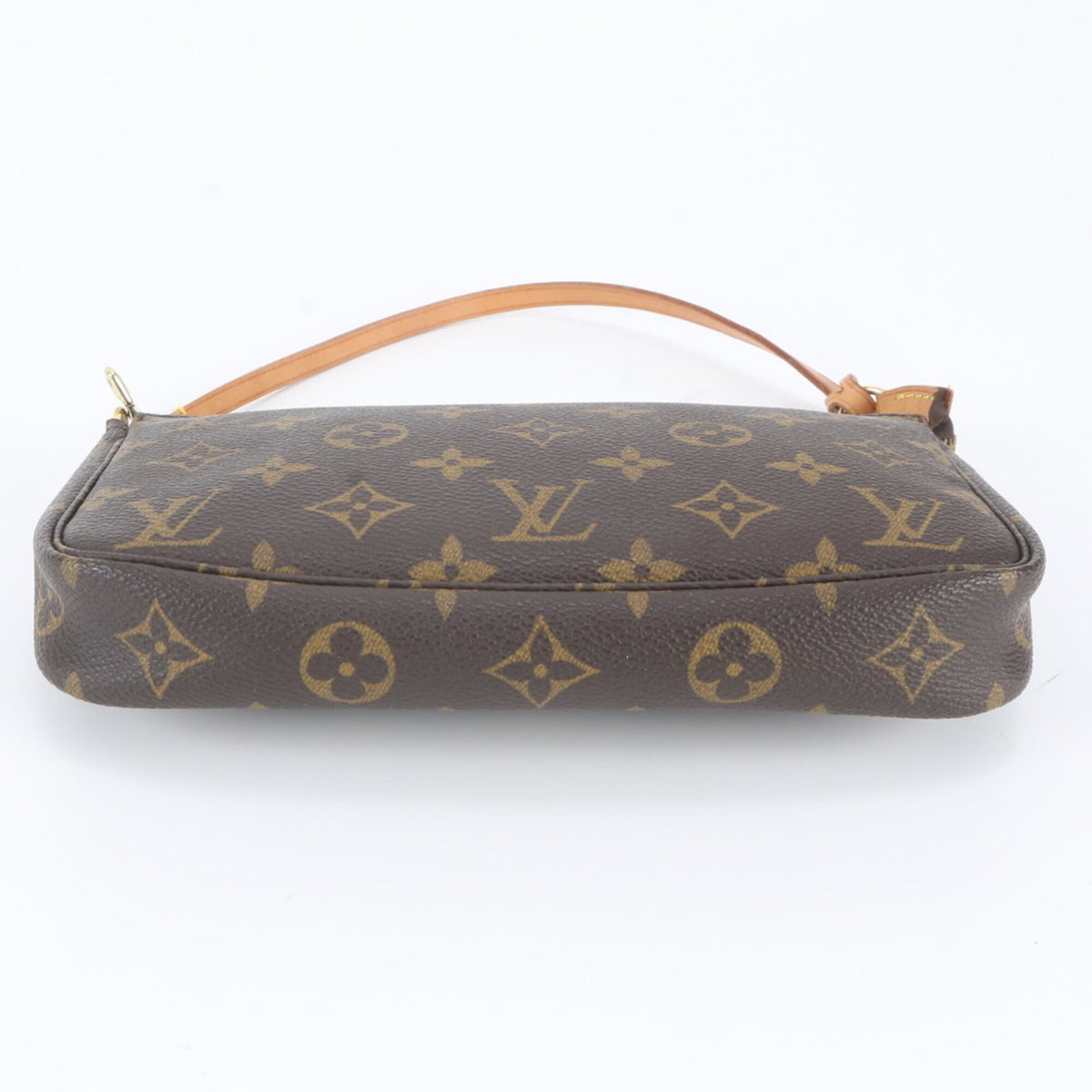 Louis Vuitton Brown Leather Coated Canvas Handbag Pochette (Pre-Owned)