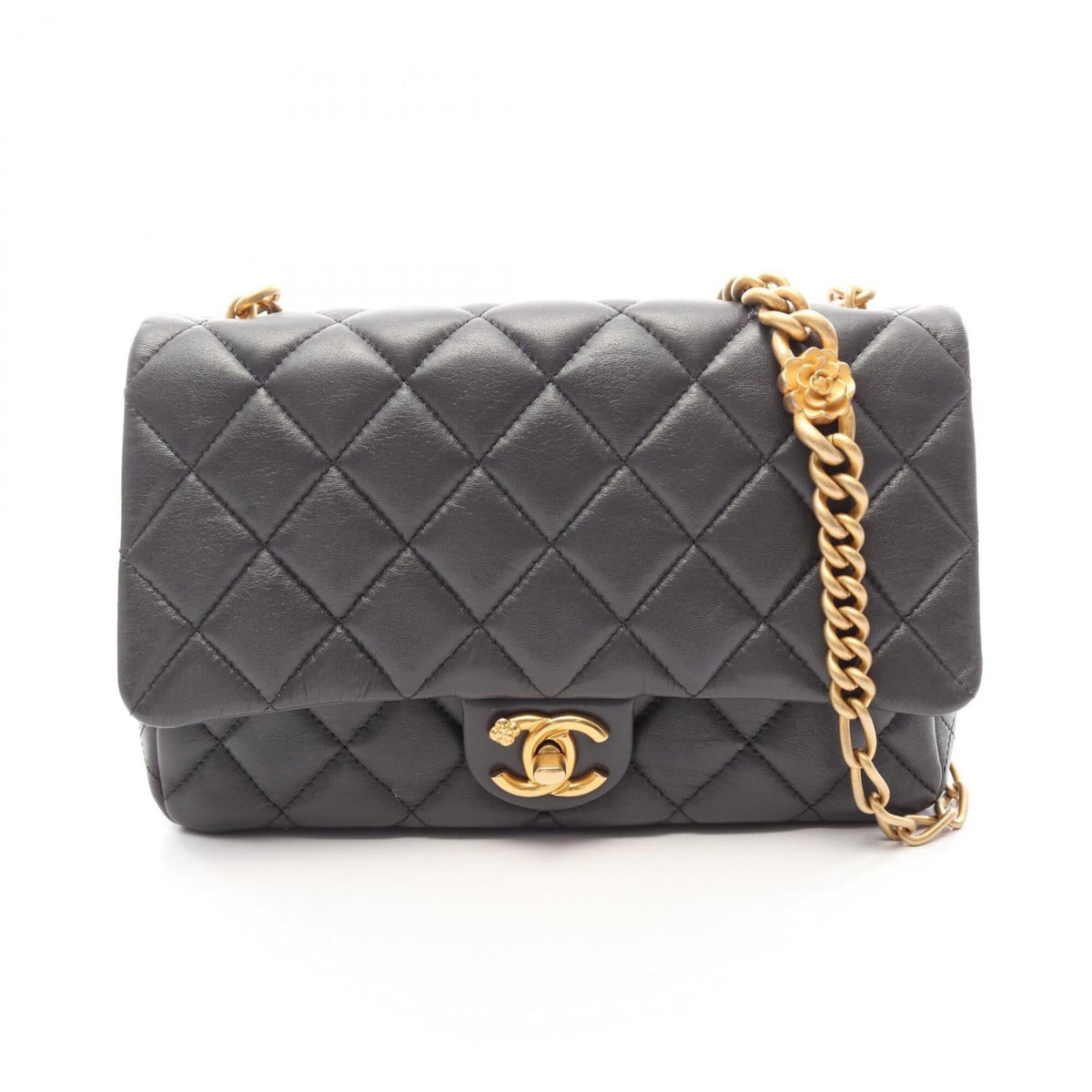 Chanel Gray Leather Handbag Shoulder Bag (Pre-Owned)