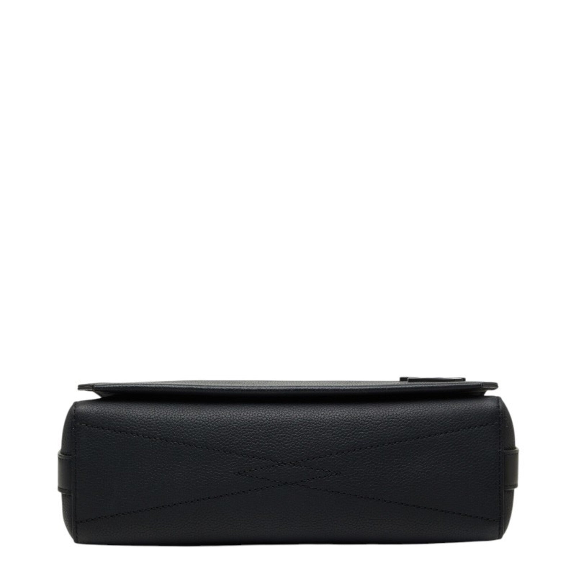 Louis Vuitton Black Leather Messenger Bag Shoulder Bag (Pre-Owned)
