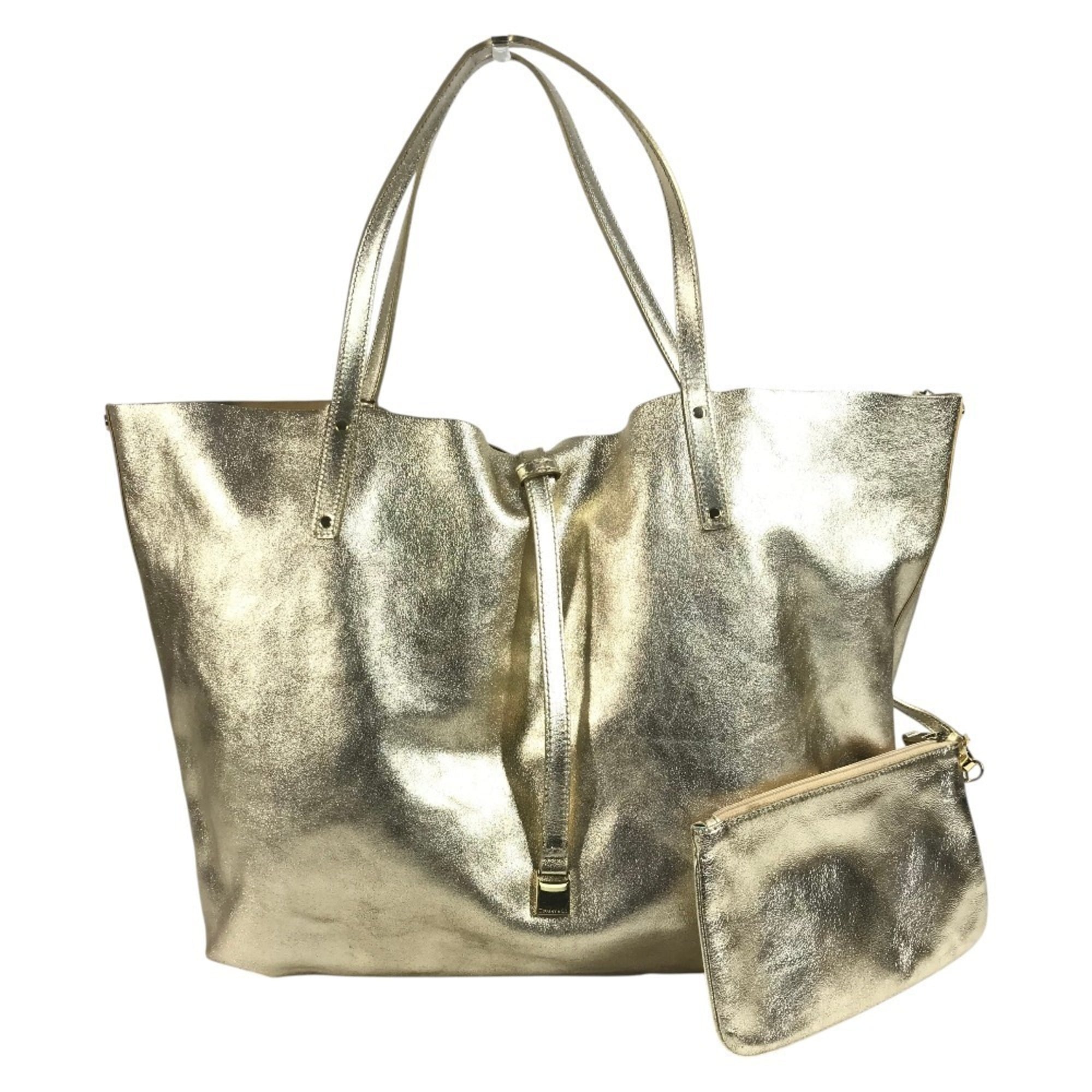 Tiffany Gold Leather Handbag Pouch Shoulder Bag Tote Bag (Pre-Owned)