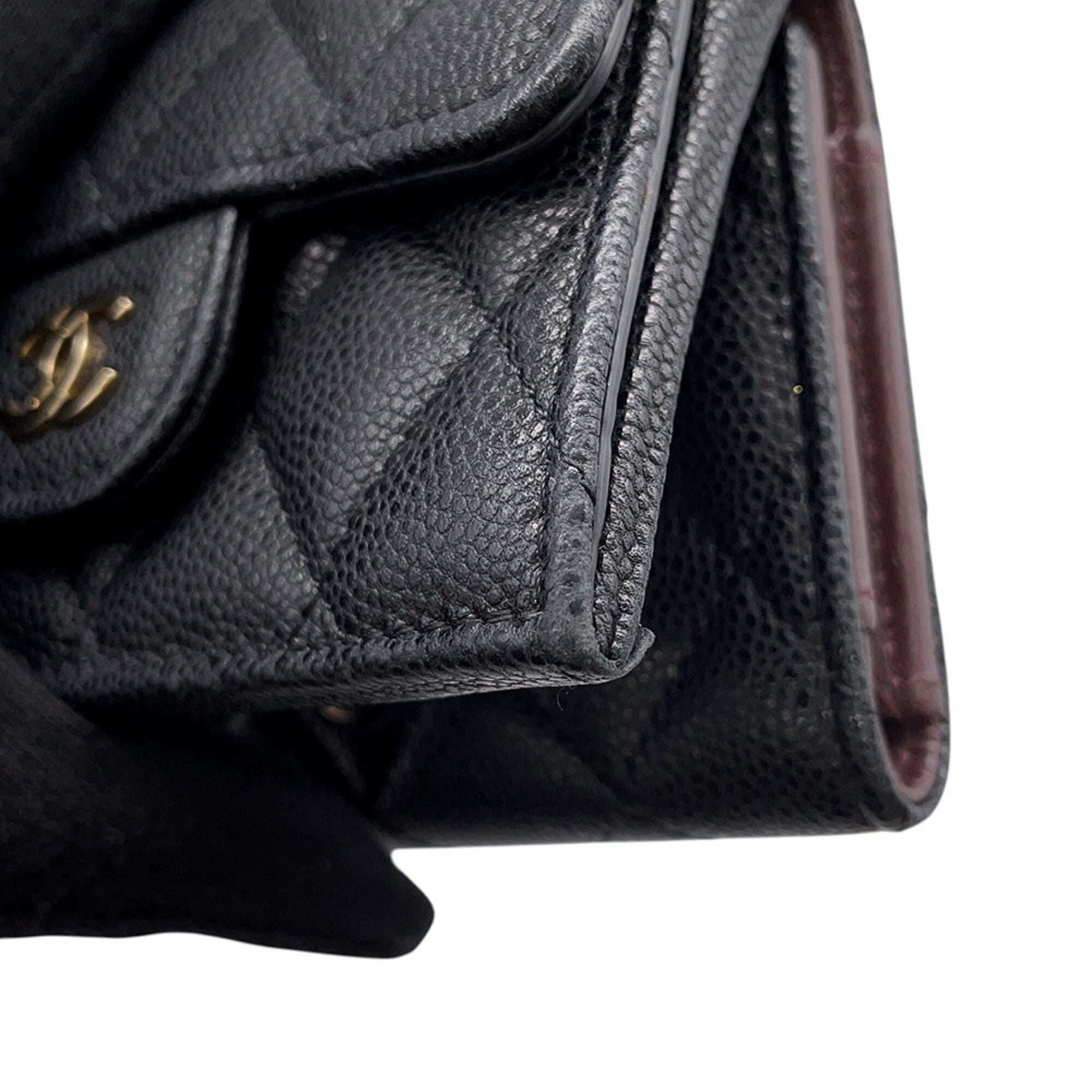 Chanel Matelasse Black Grained Calfskin Wallet (Tri-Fold) (Pre-Owned)