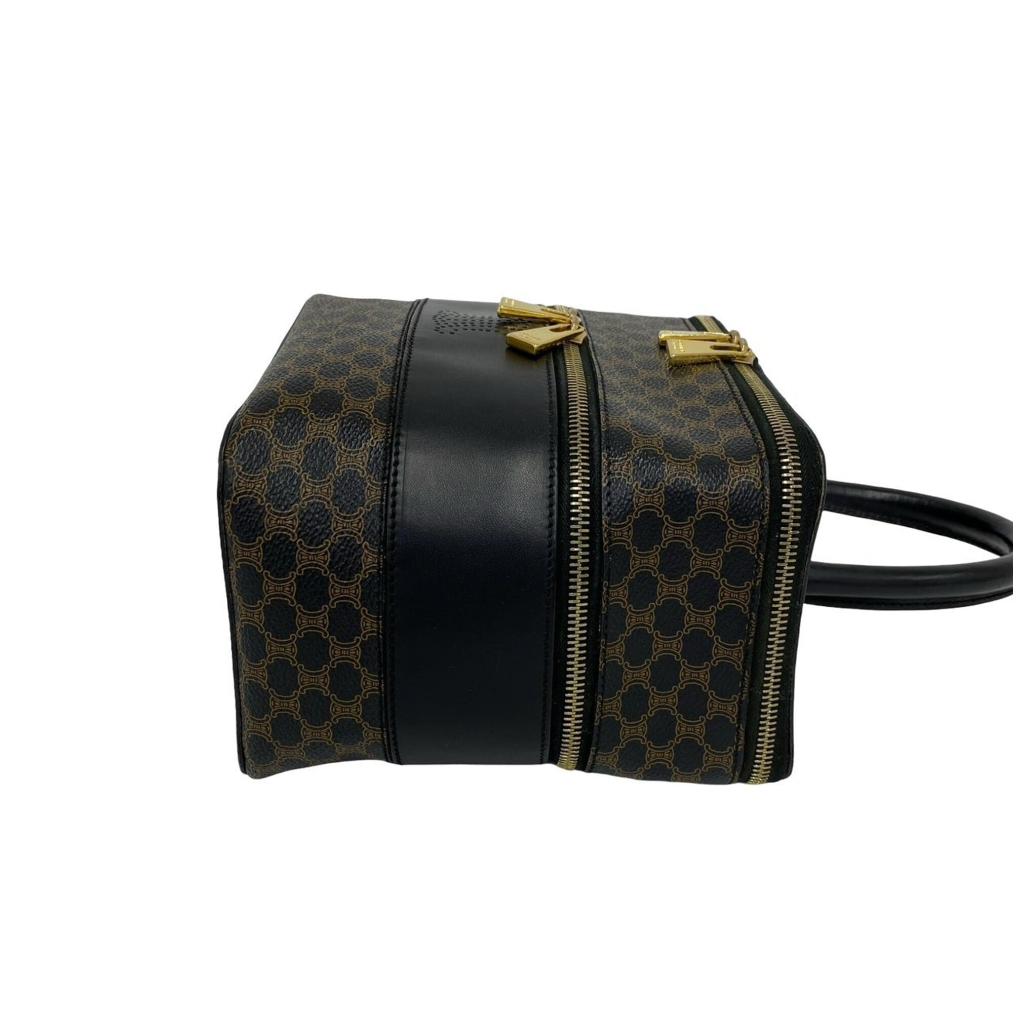 Celine Black Brown Leather Pvc Handbag Vanity Bag (Pre-Owned)