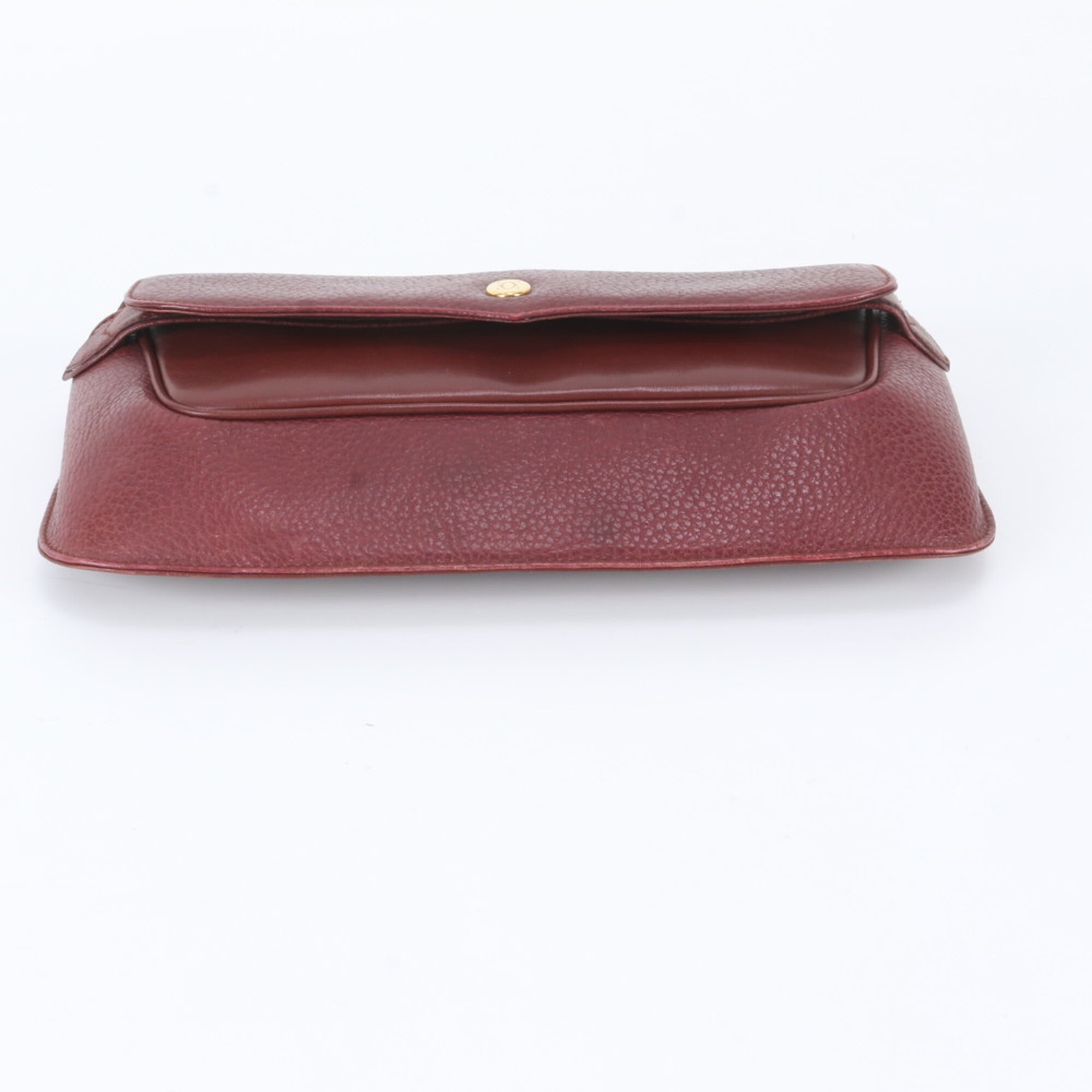 Cartier Wine Red Leather Clutch Bag Handbag Pouch (Pre-Owned)